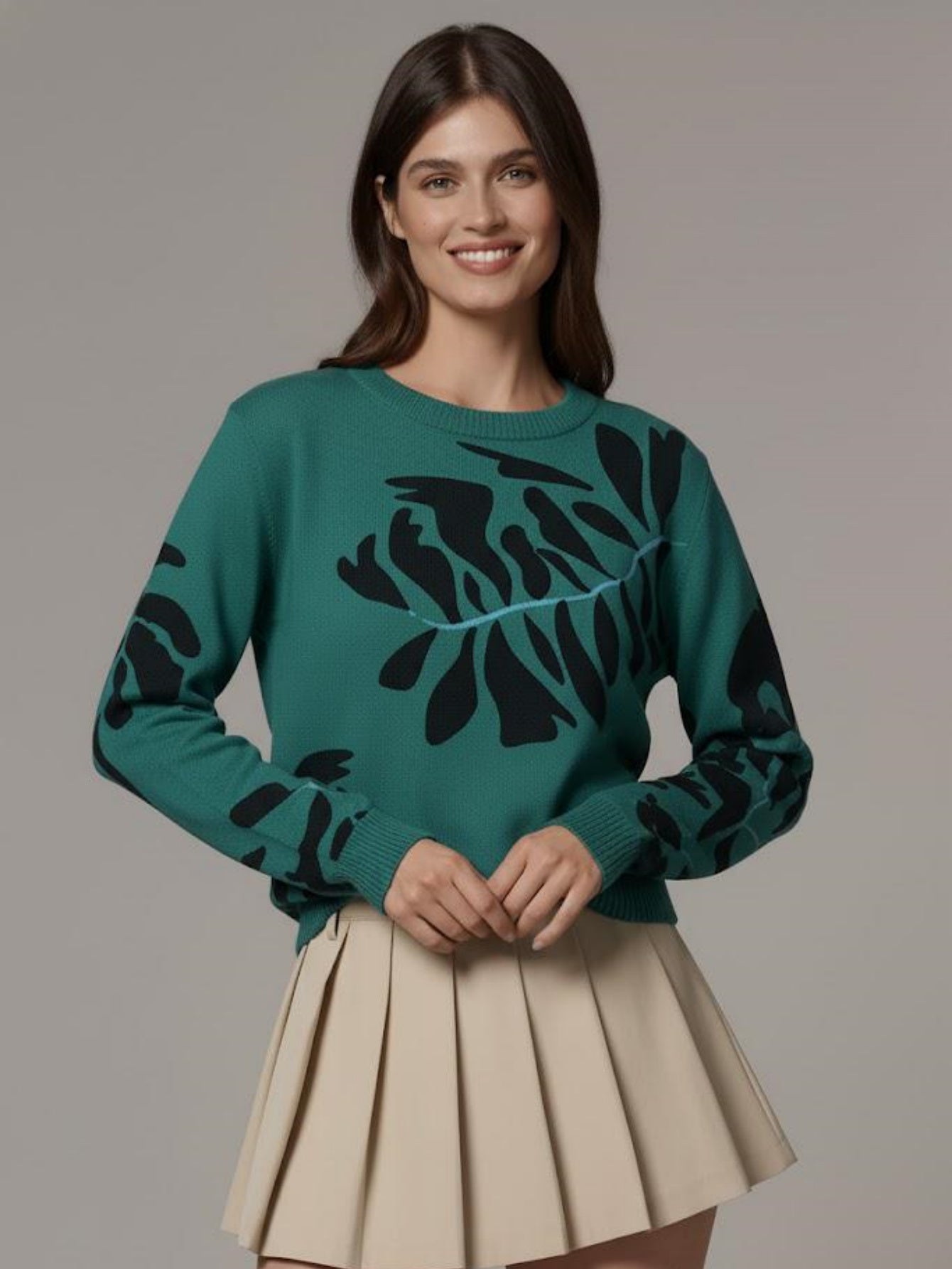 Colorblock Crochet Knit Pullover