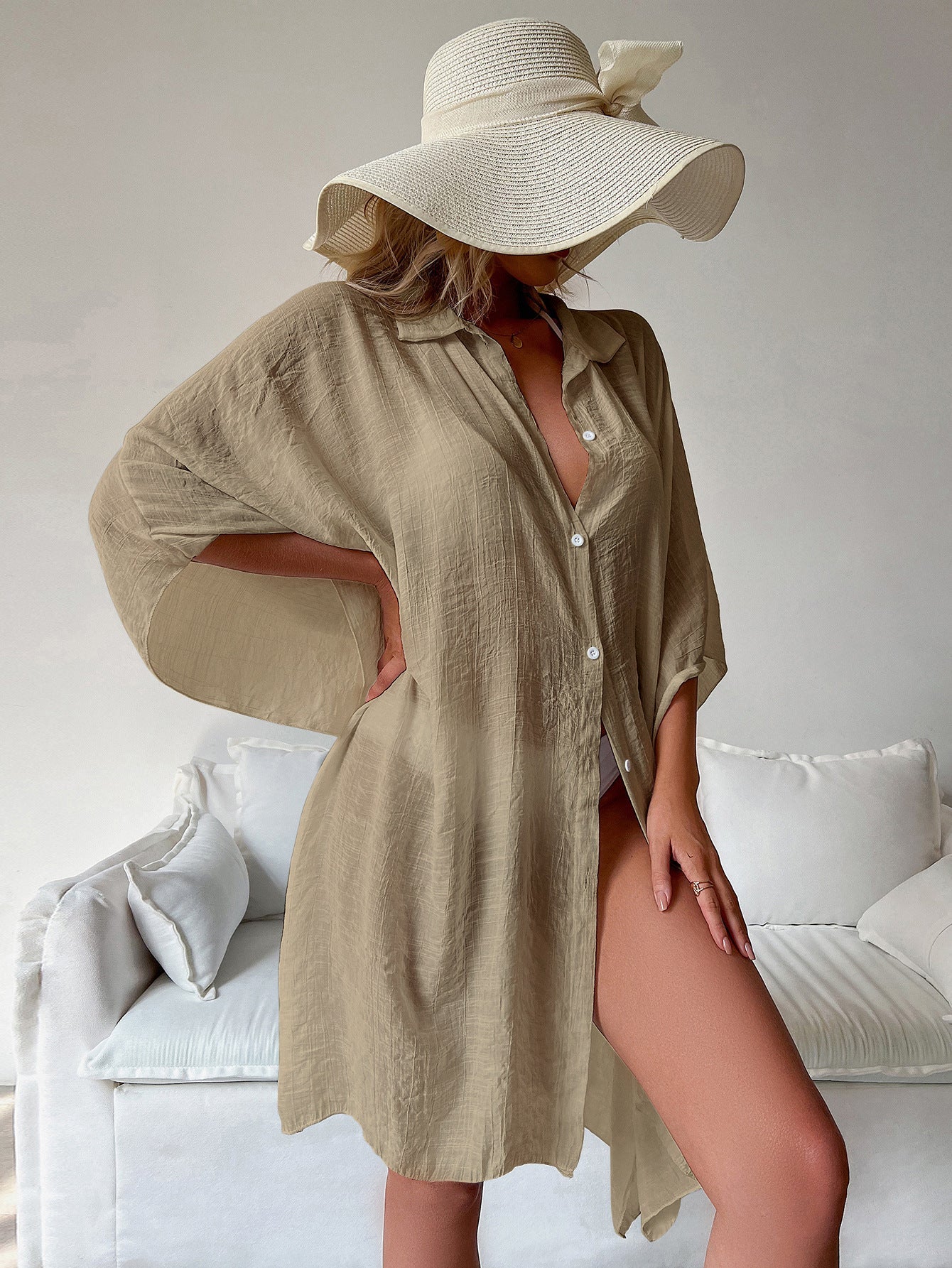 Button-Down Beach Shirt Dress