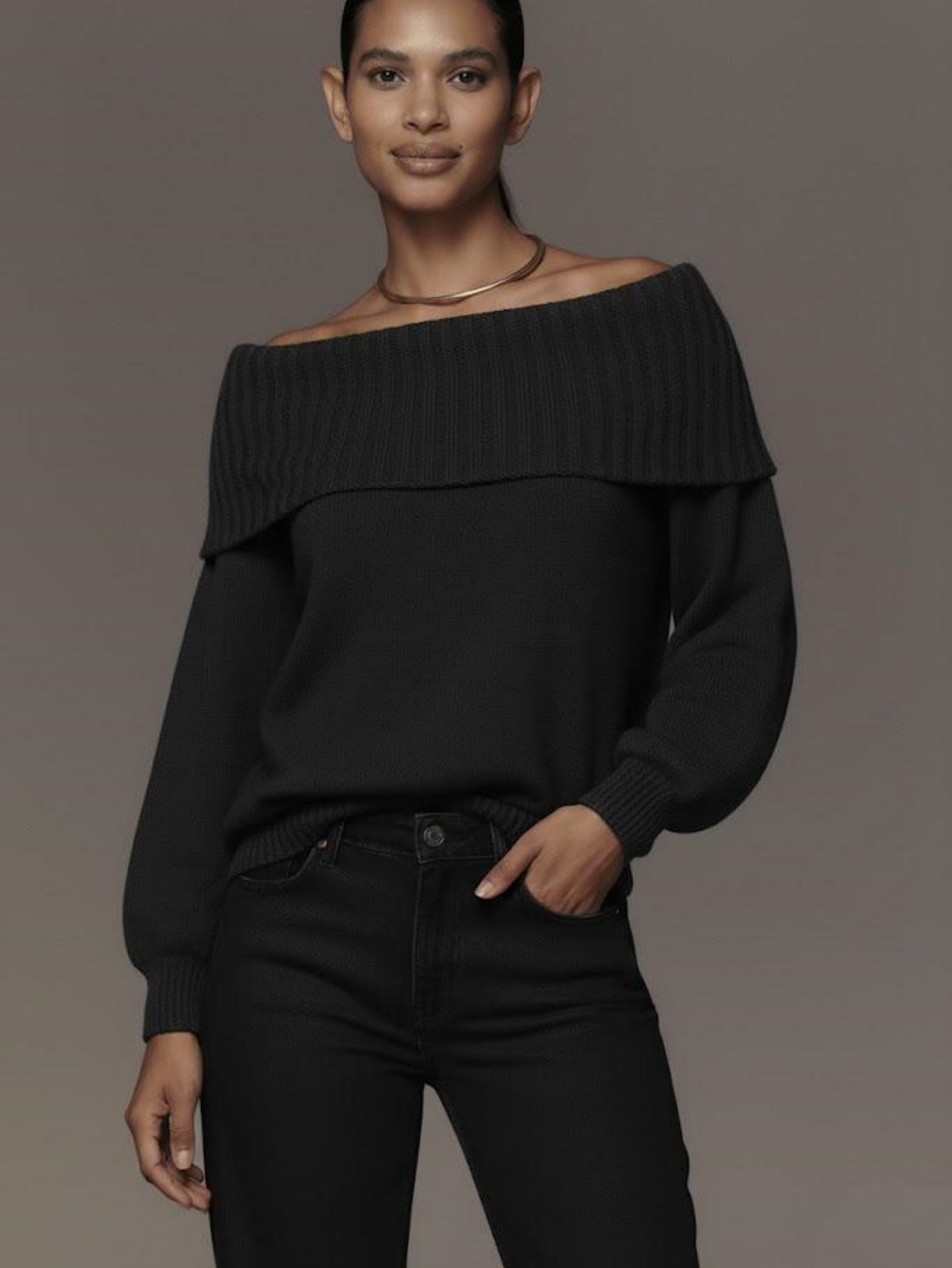 Off Shoulder Lantern Sleeve Pullover