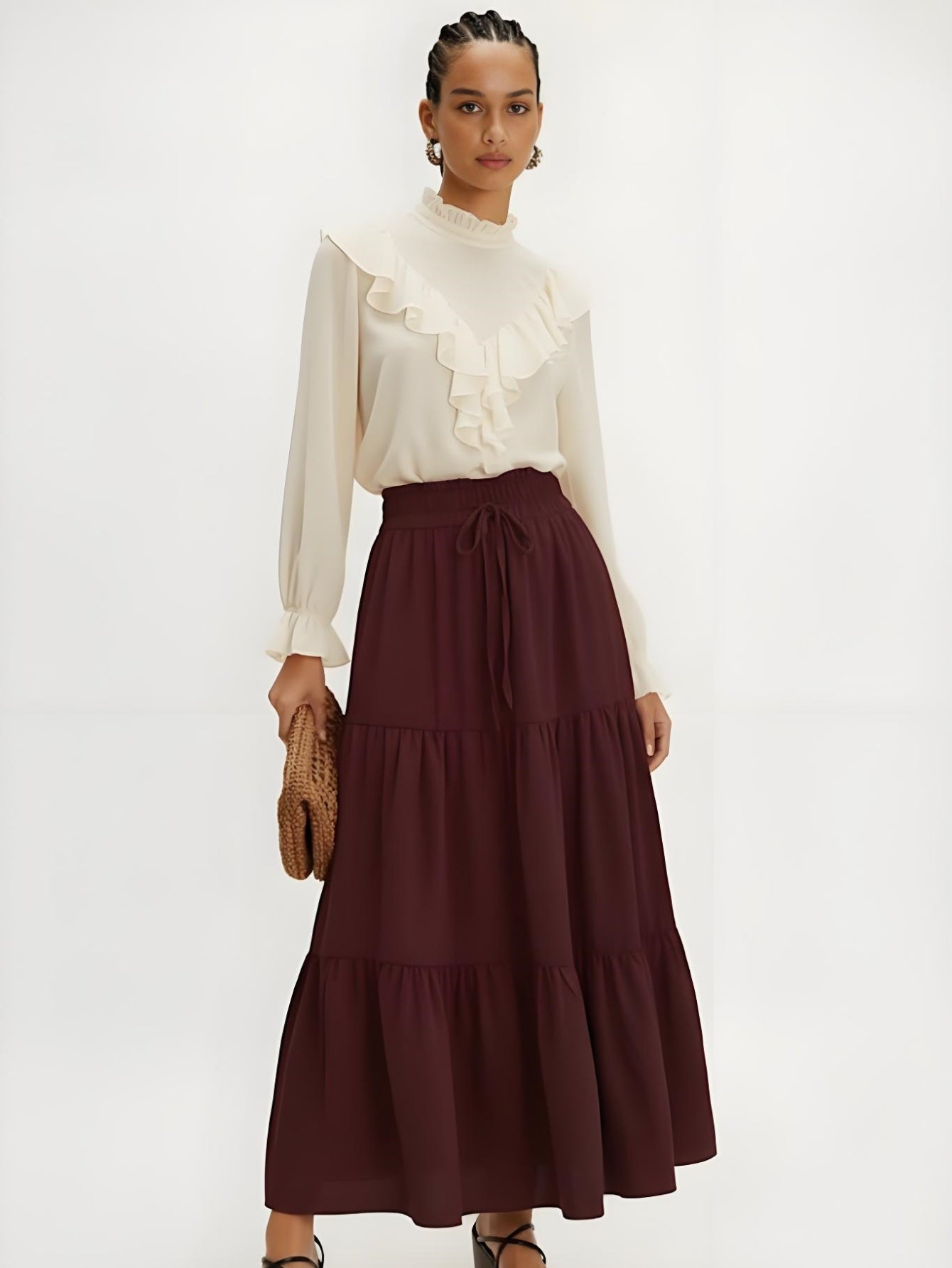 Flowy Tiered Boho Maxi Skirt