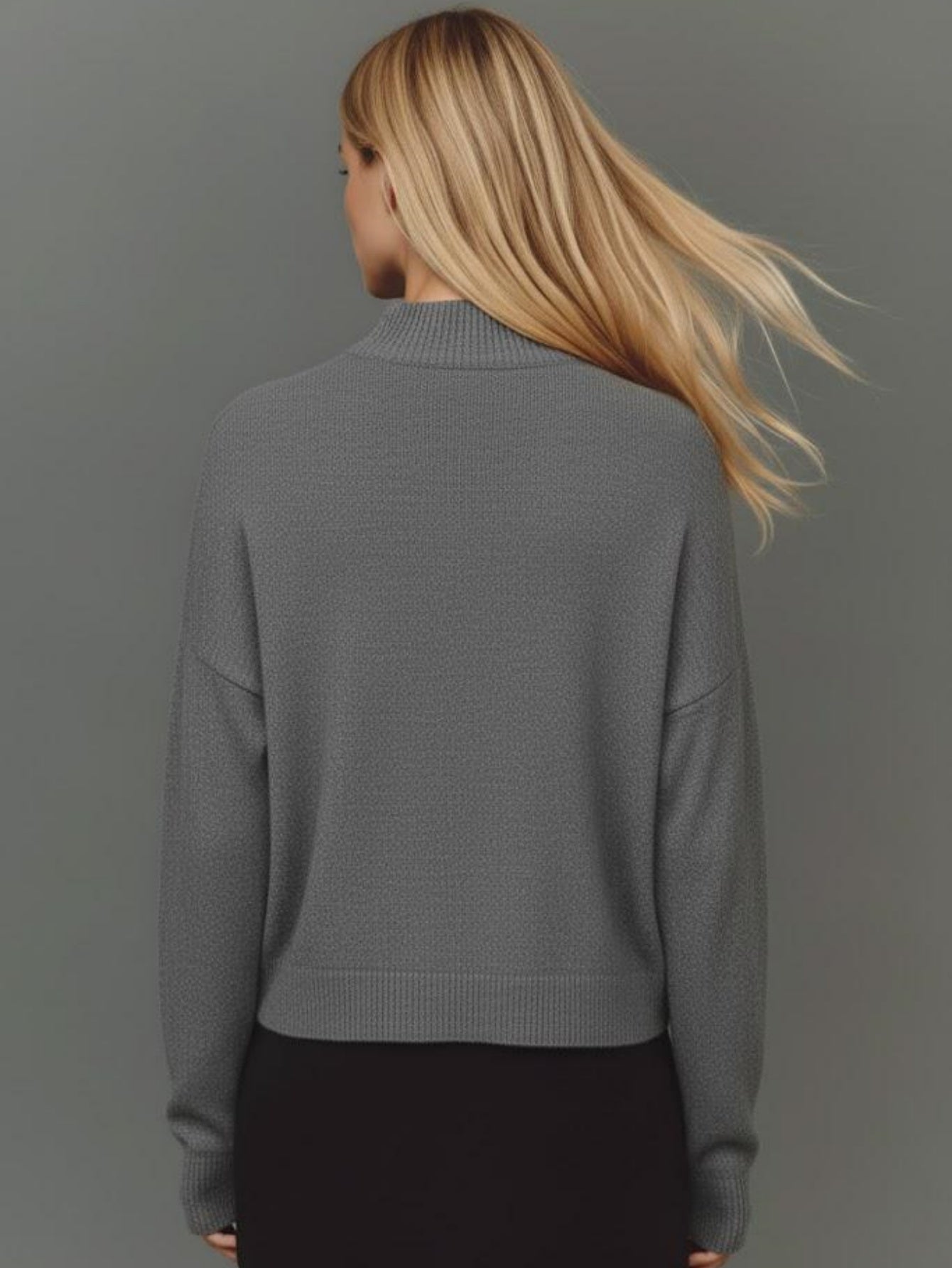 Oversized Drop Shoulder Mock Neck Sweater