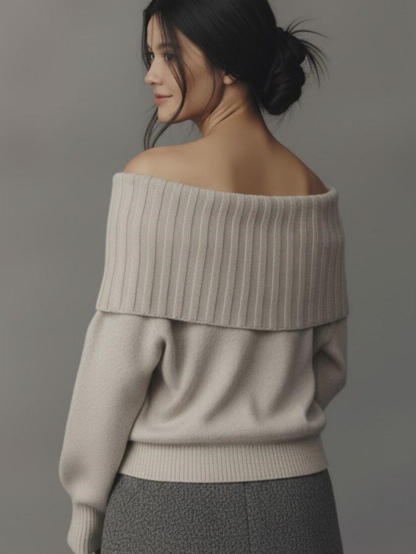 Off Shoulder Lantern Sleeve Pullover
