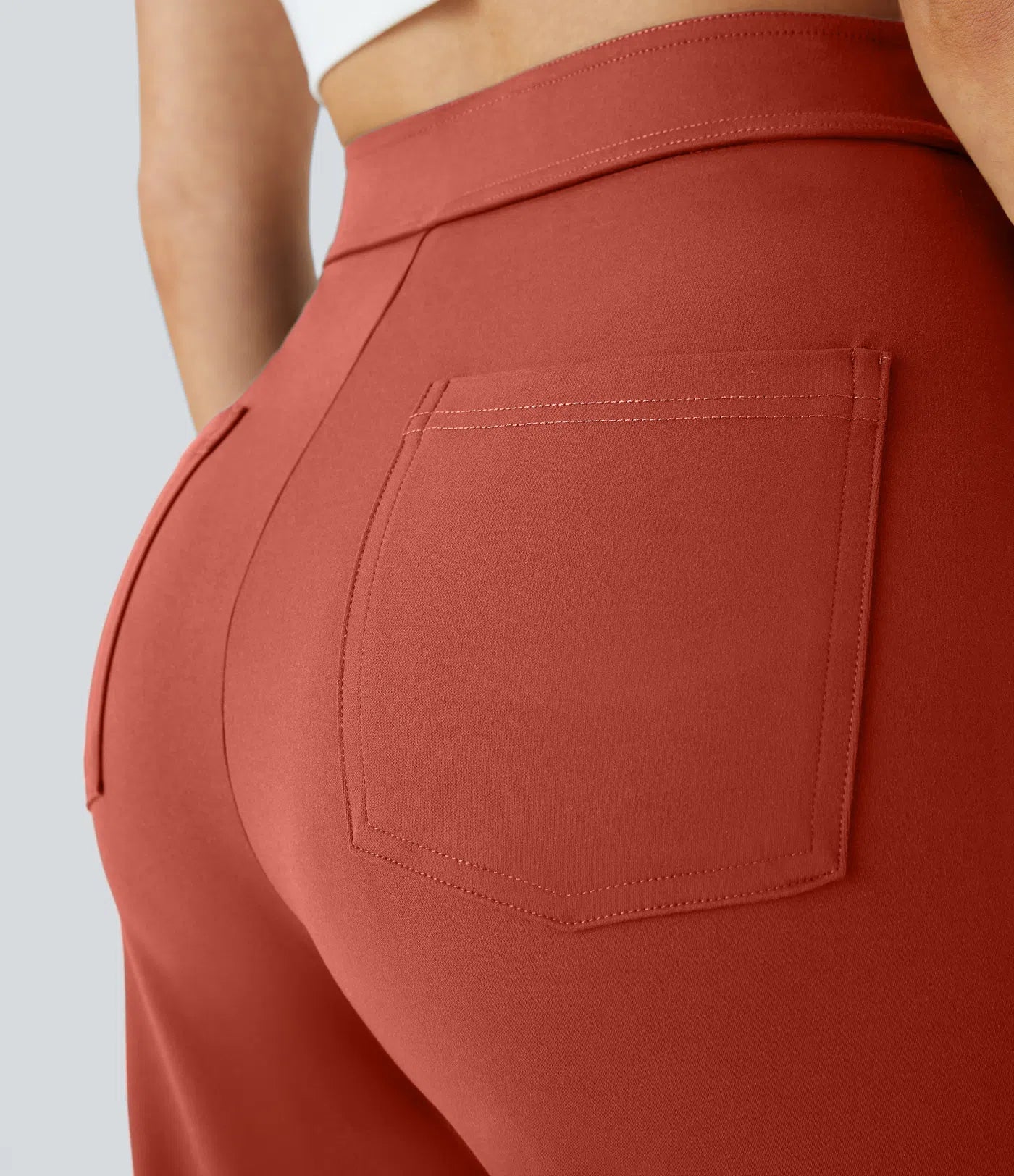 High Waisted Pockets Straight Leg Casual Pants