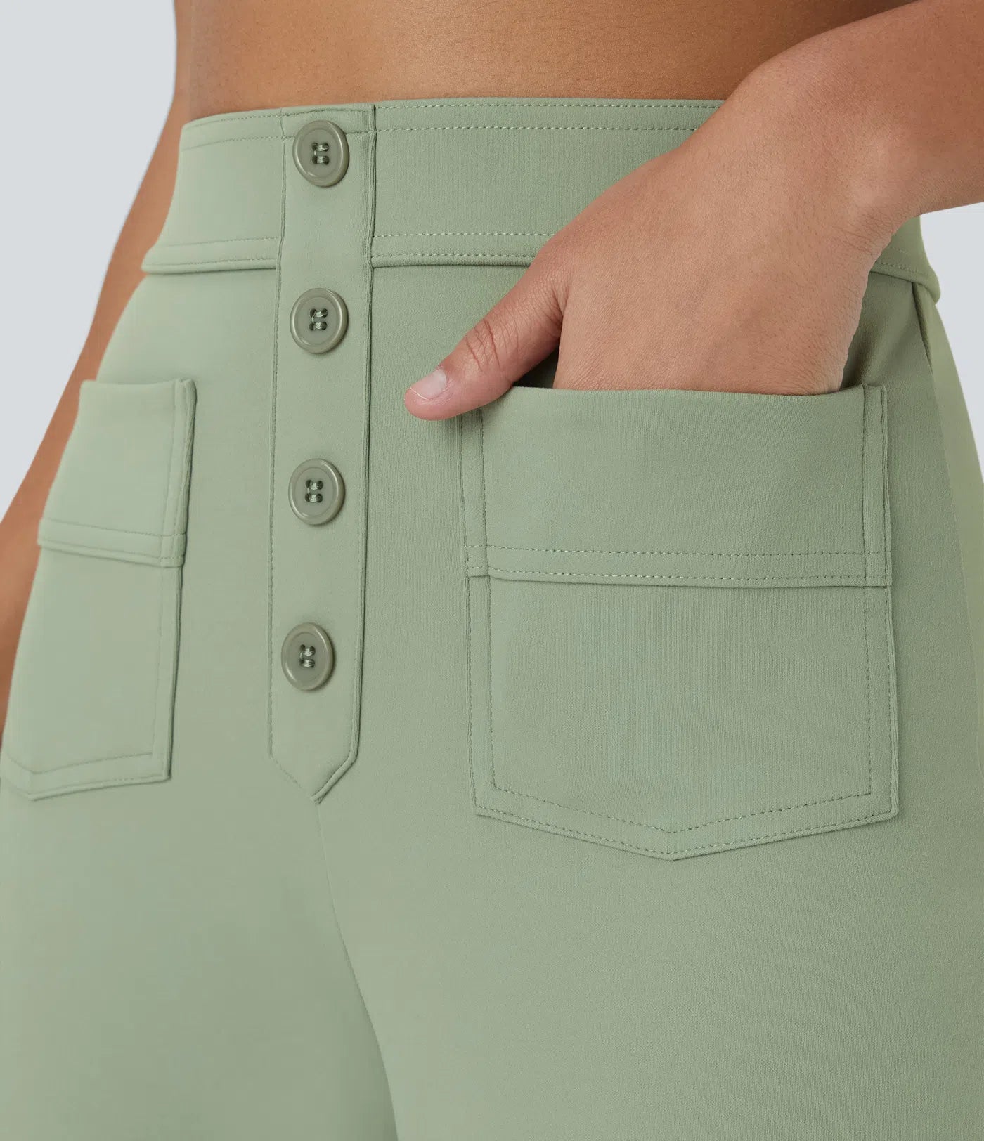 High Waisted Pockets Straight Leg Casual Pants