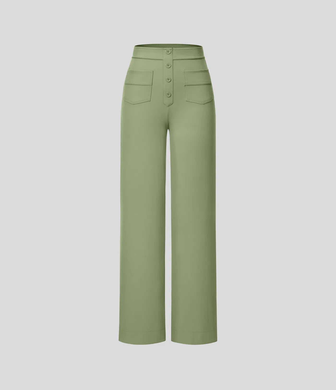 High Waisted Pockets Straight Leg Casual Pants