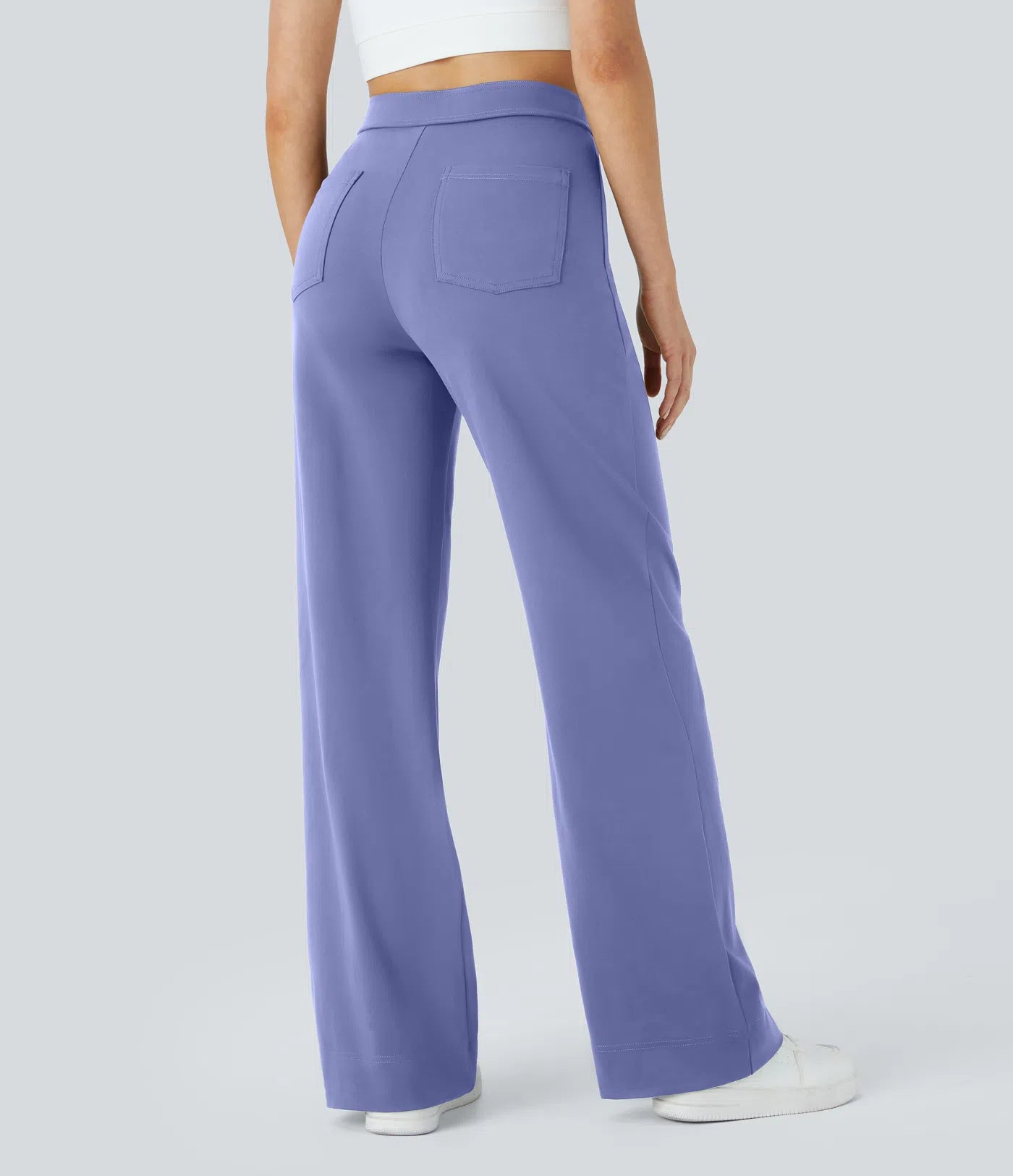 High Waisted Pockets Straight Leg Casual Pants