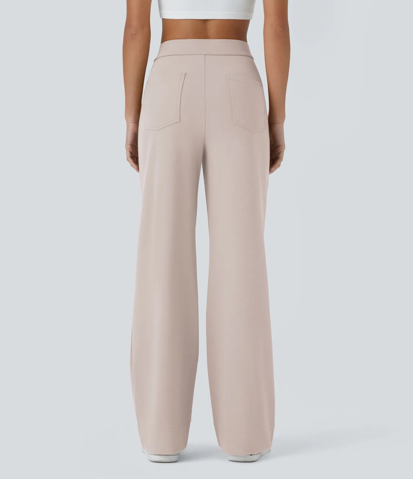 High Waisted Pockets Straight Leg Casual Pants