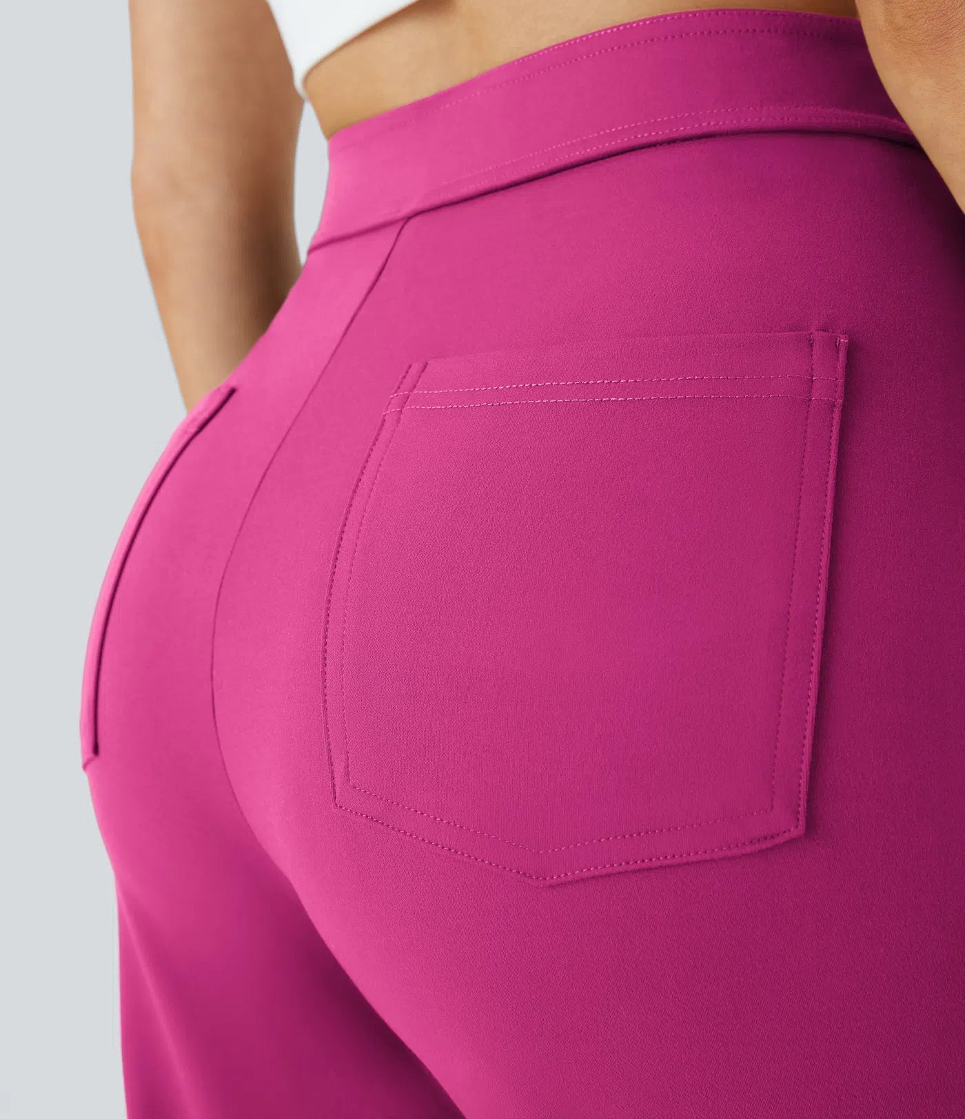 High Waisted Pockets Straight Leg Casual Pants