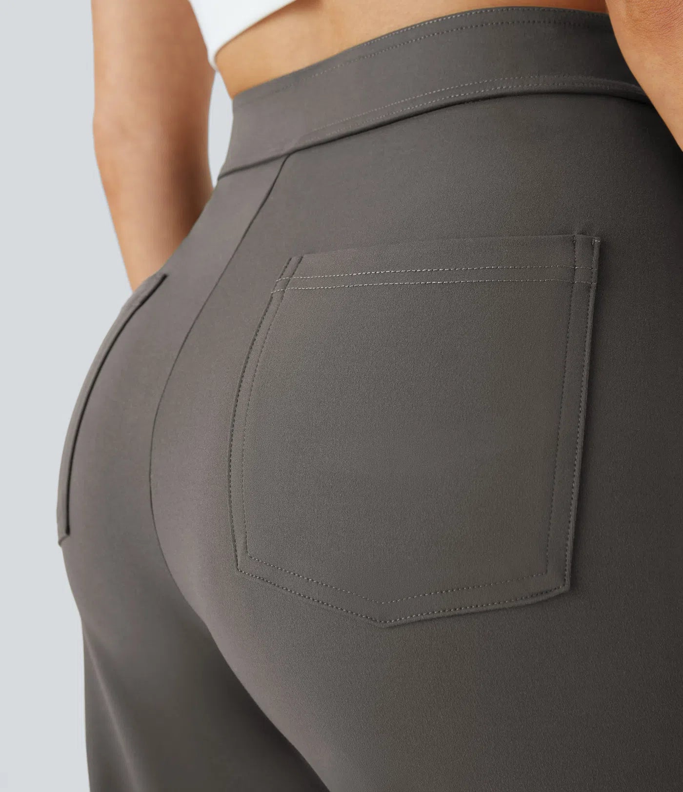 High Waisted Pockets Straight Leg Casual Pants