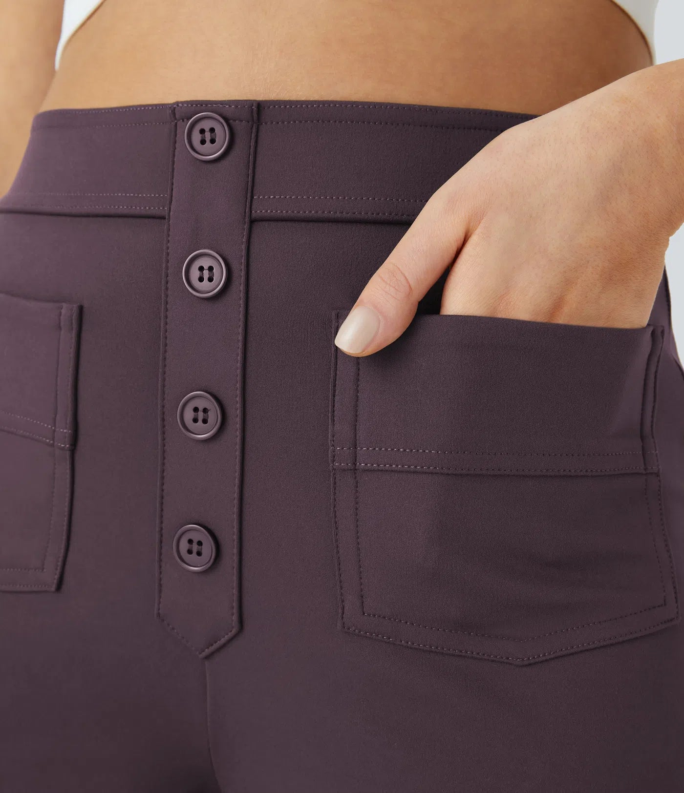 High Waisted Pockets Straight Leg Casual Pants