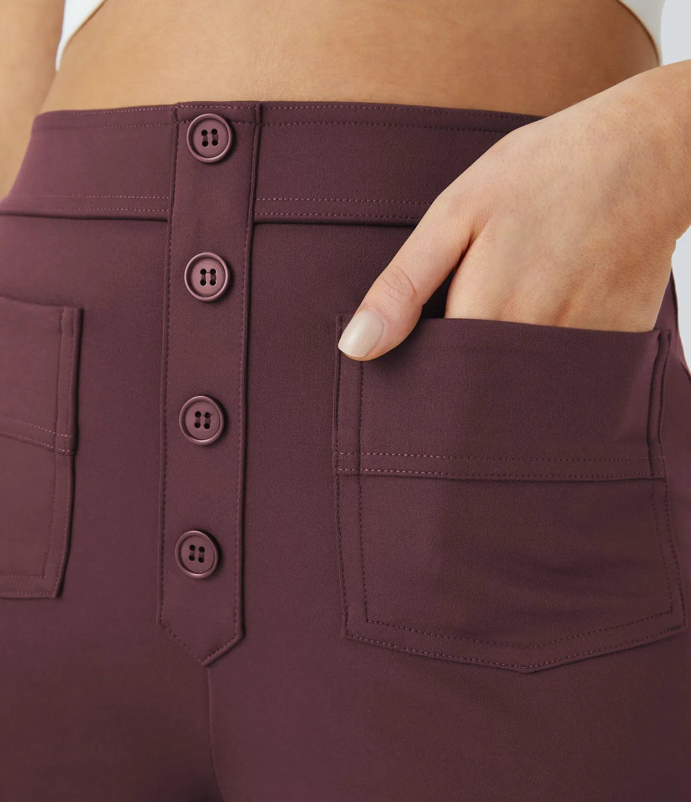 High Waisted Pockets Straight Leg Casual Pants