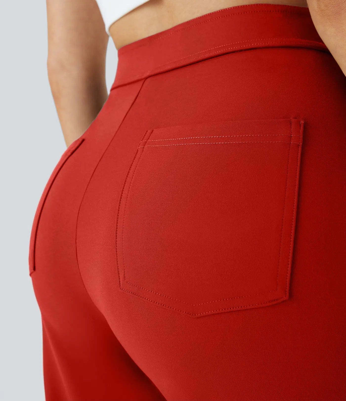 High Waisted Pockets Straight Leg Casual Pants