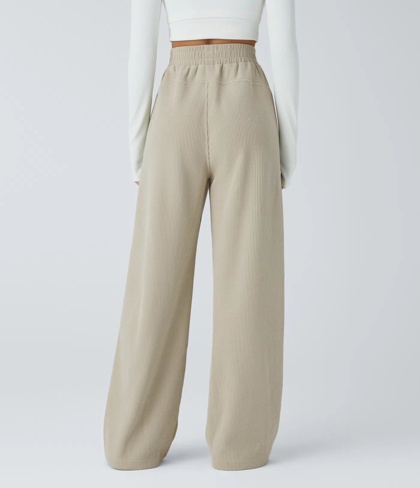 High Waisted Straight Leg Mop Corduroy Casual Pants