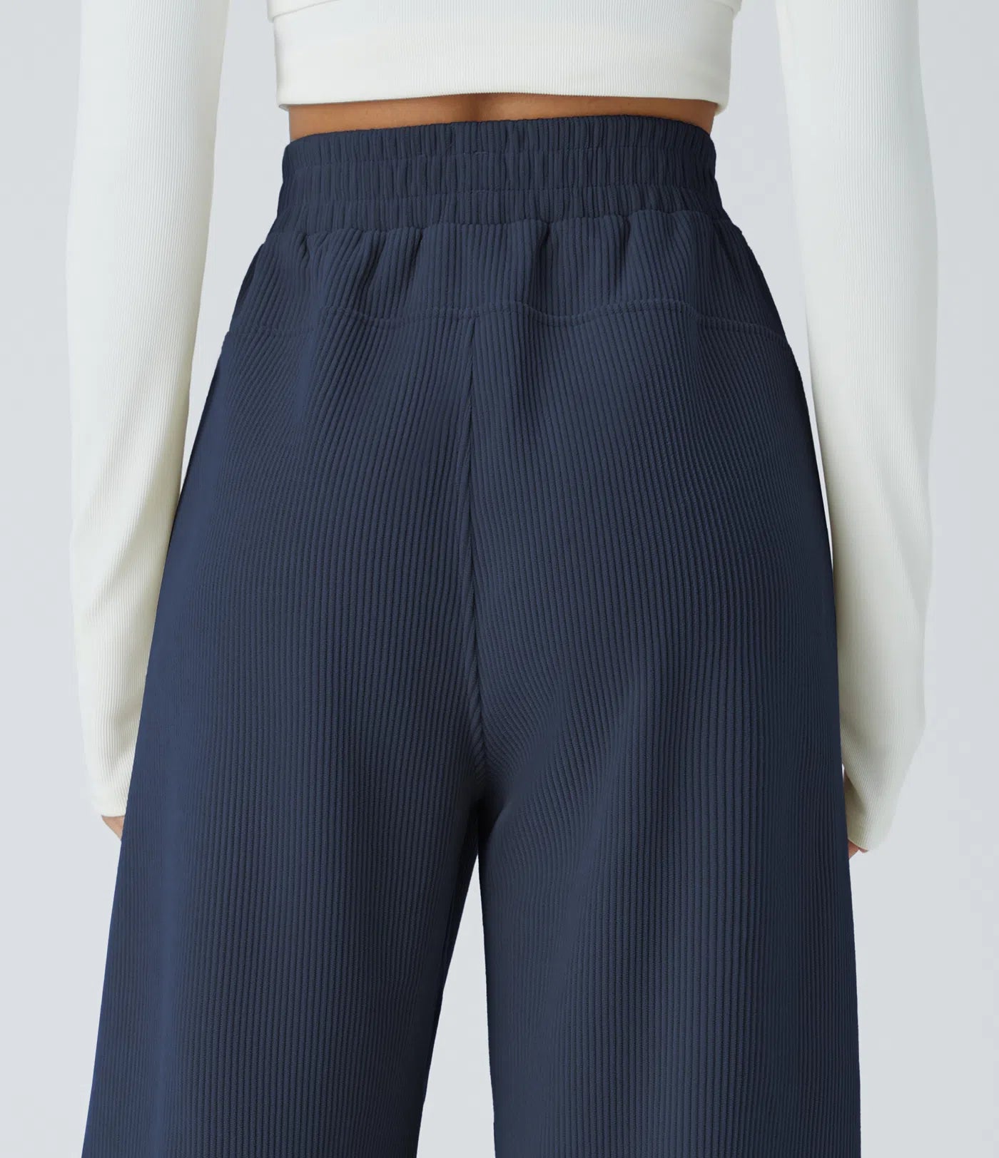 High Waisted Straight Leg Mop Corduroy Casual Pants