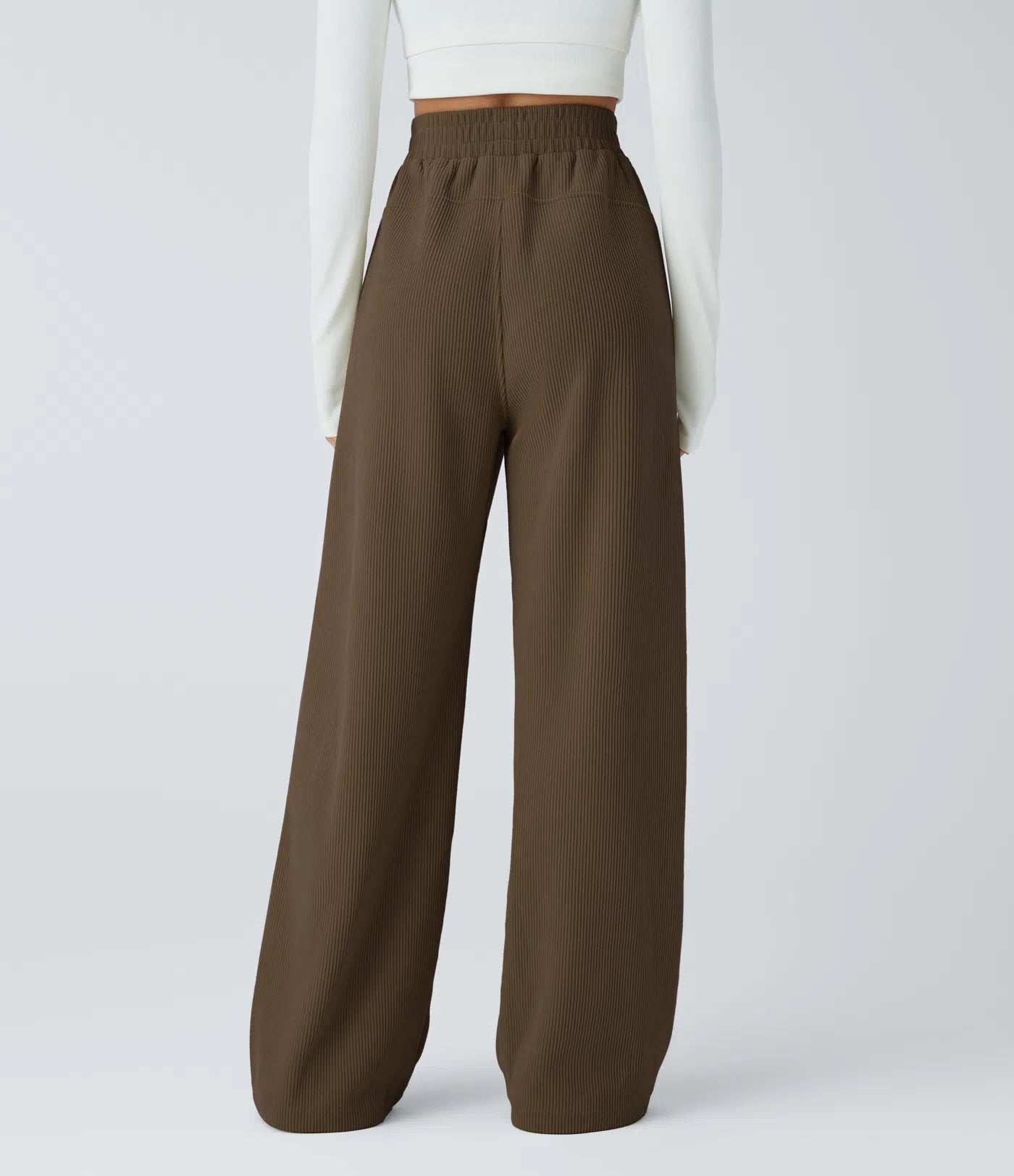 High Waisted Straight Leg Mop Corduroy Casual Pants