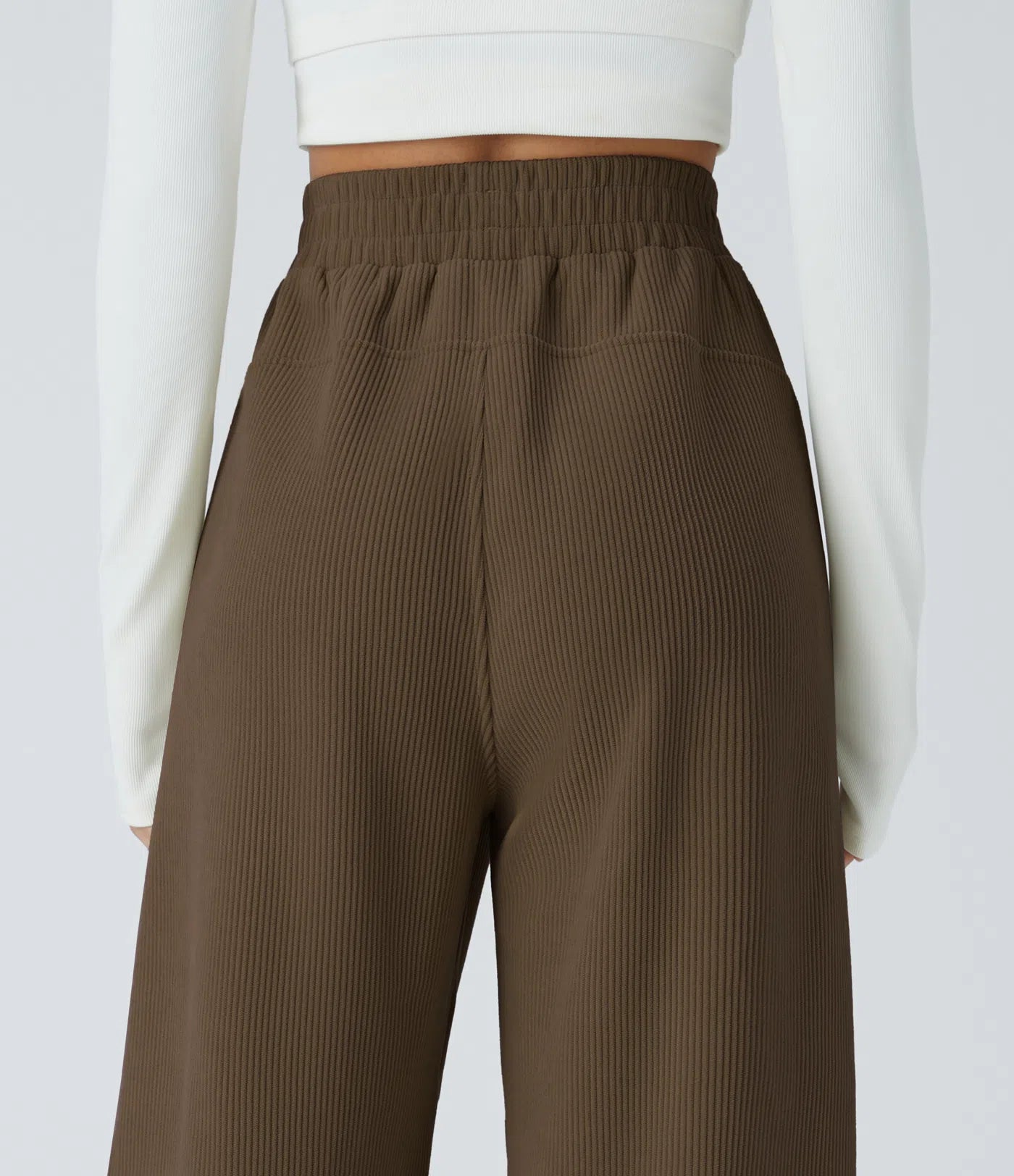 High Waisted Straight Leg Mop Corduroy Casual Pants
