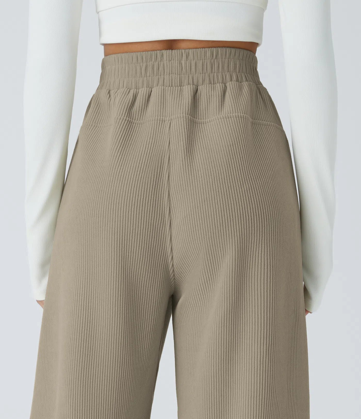 High Waisted Straight Leg Mop Corduroy Casual Pants