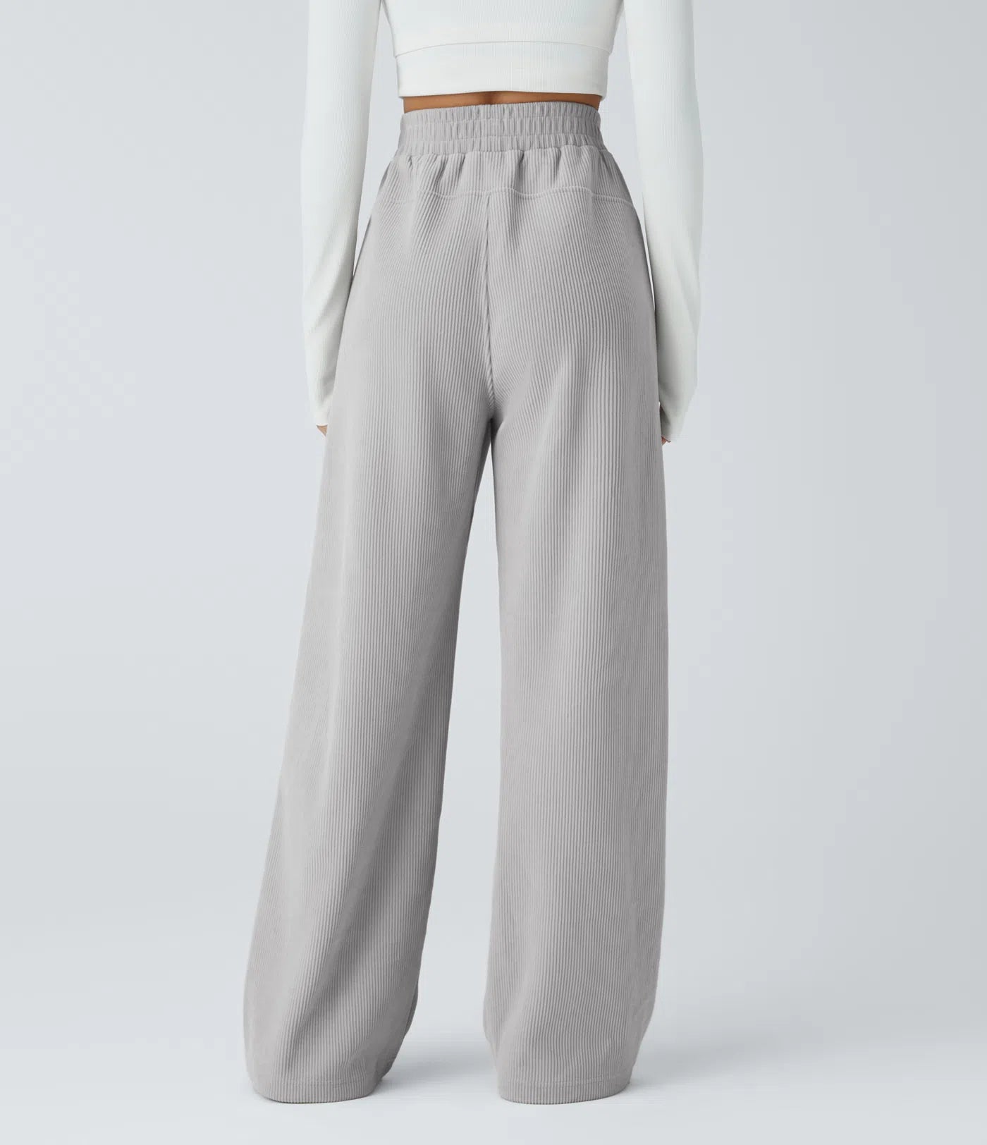 High Waisted Straight Leg Mop Corduroy Casual Pants