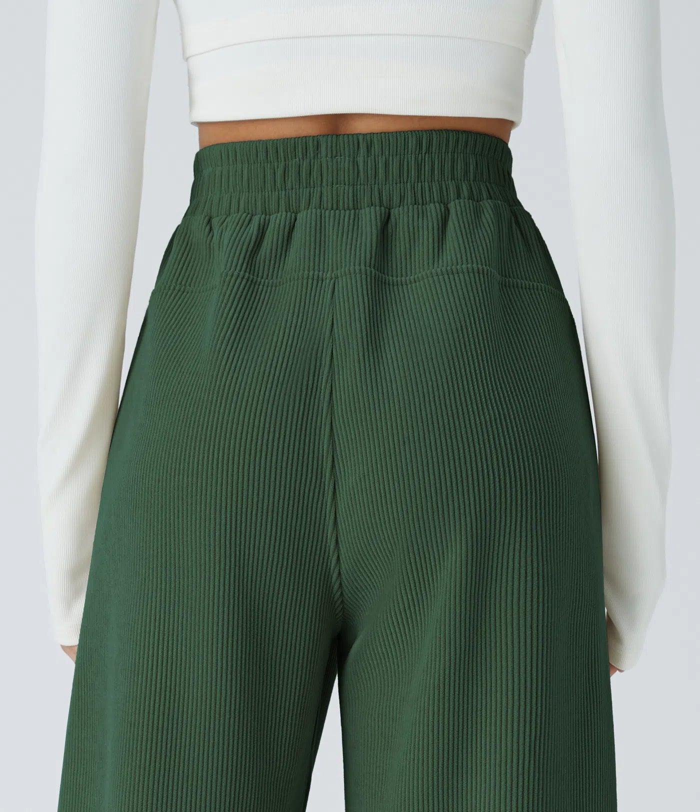 High Waisted Straight Leg Mop Corduroy Casual Pants