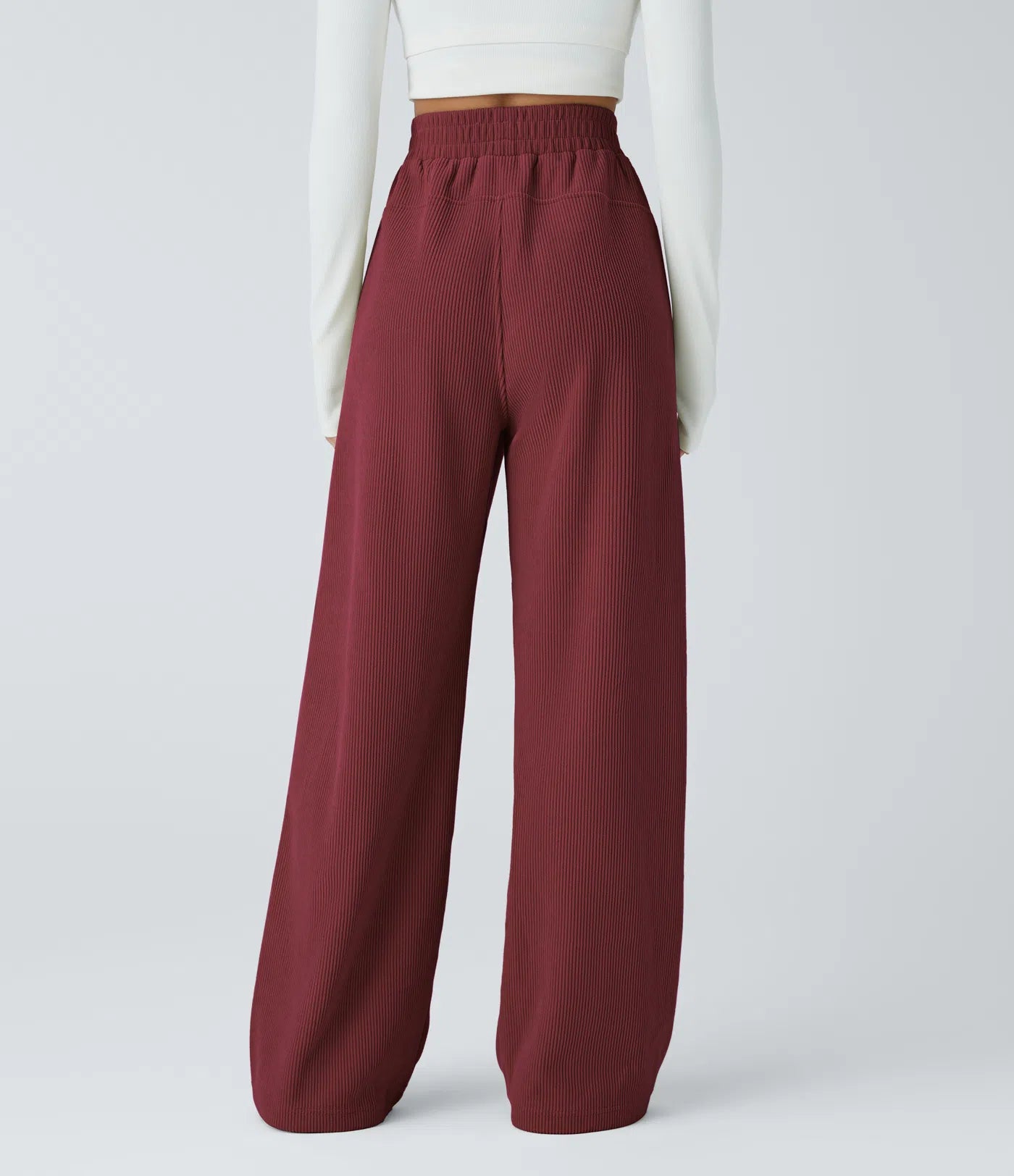 High Waisted Straight Leg Mop Corduroy Casual Pants