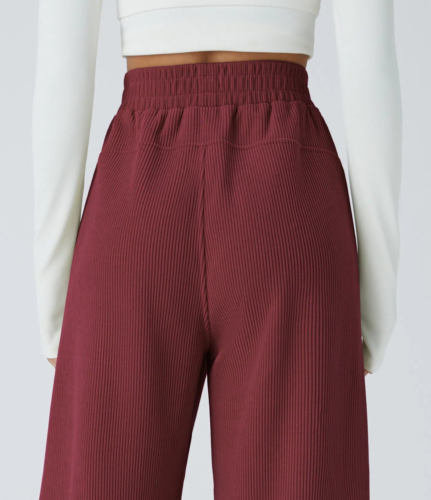 High Waisted Straight Leg Mop Corduroy Casual Pants