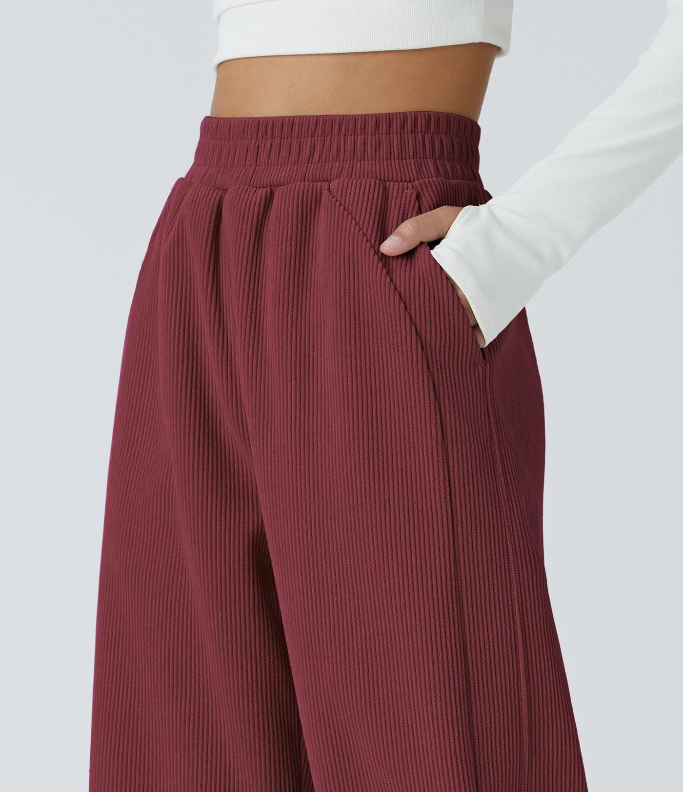 High Waisted Straight Leg Mop Corduroy Casual Pants
