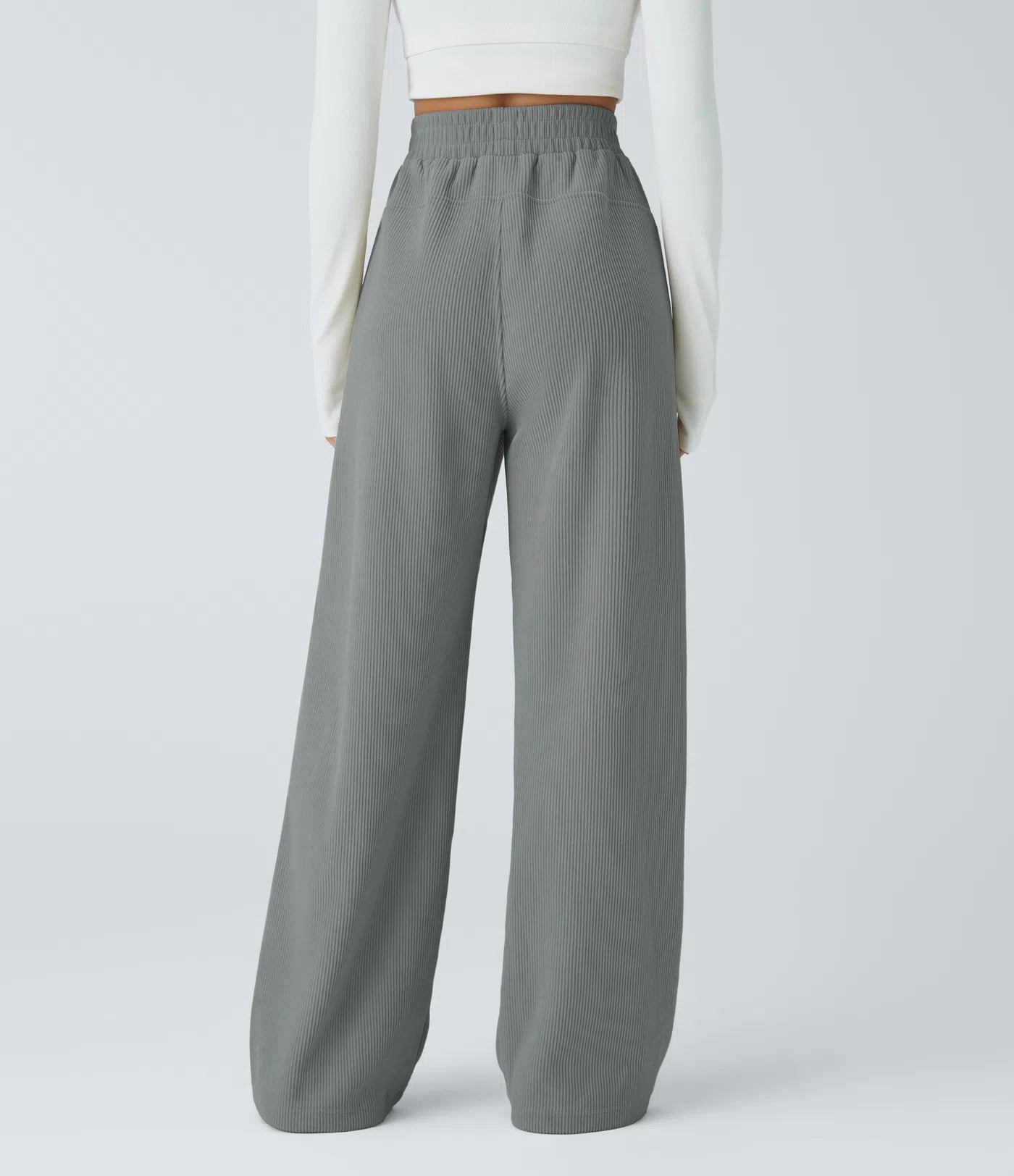 High Waisted Straight Leg Mop Corduroy Casual Pants