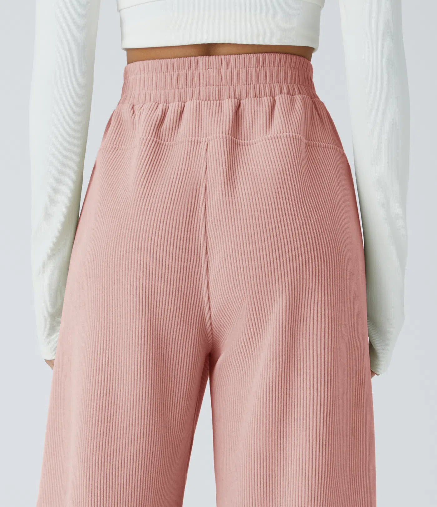 High Waisted Straight Leg Mop Corduroy Casual Pants