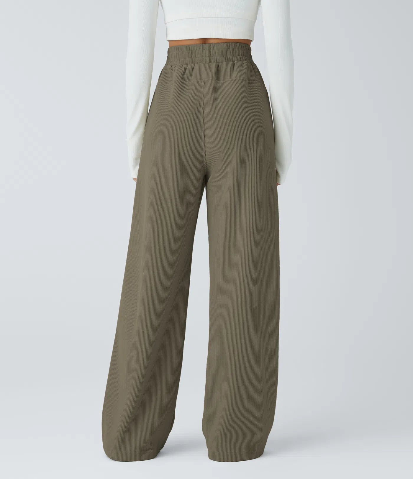 High Waisted Straight Leg Mop Corduroy Casual Pants