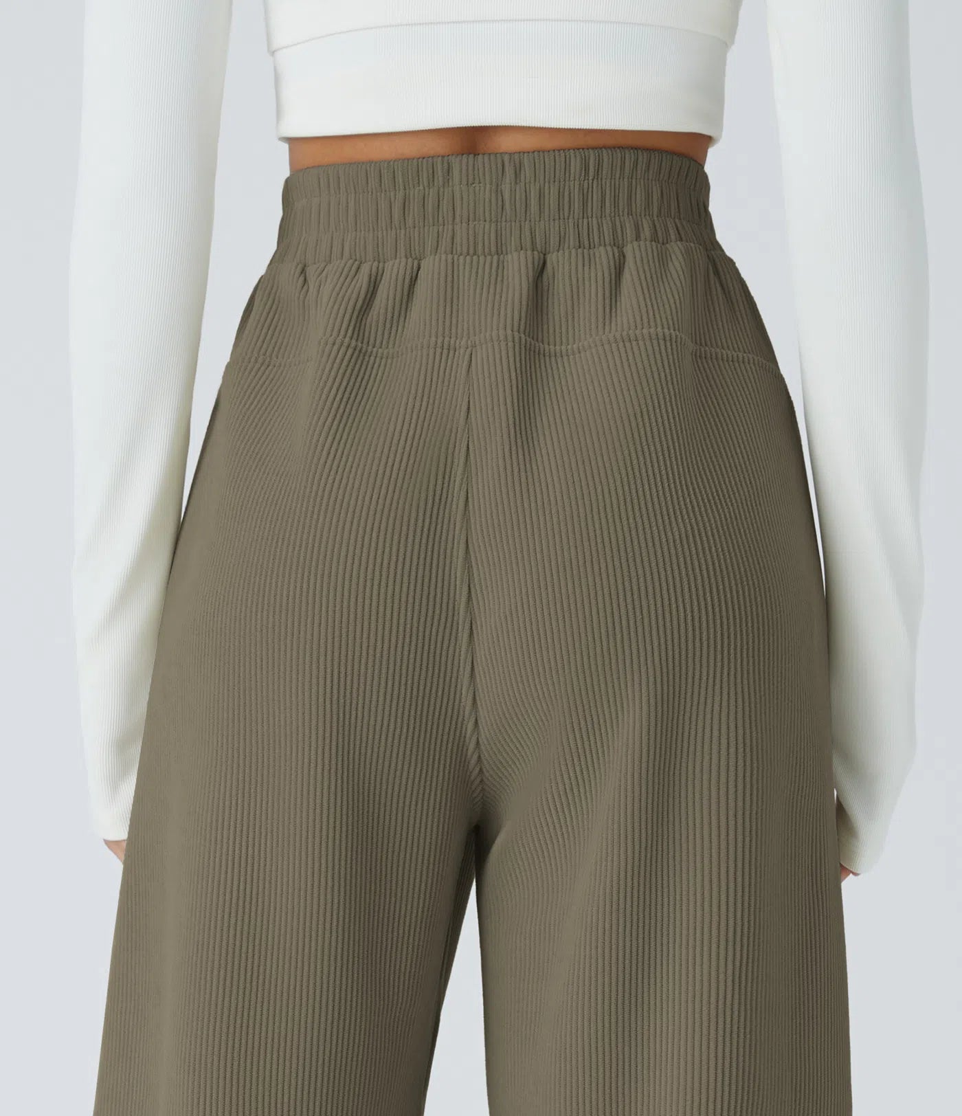 High Waisted Straight Leg Mop Corduroy Casual Pants