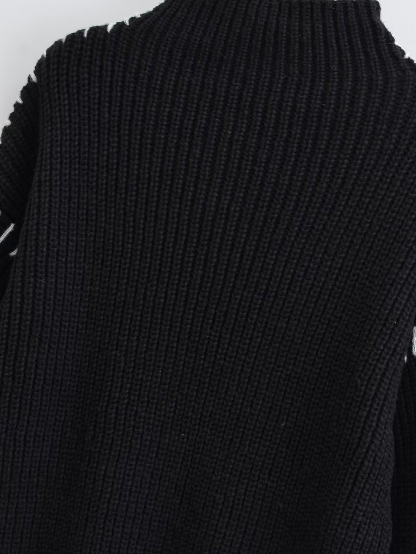 Mock Neck Pullover with Contrast Stitch