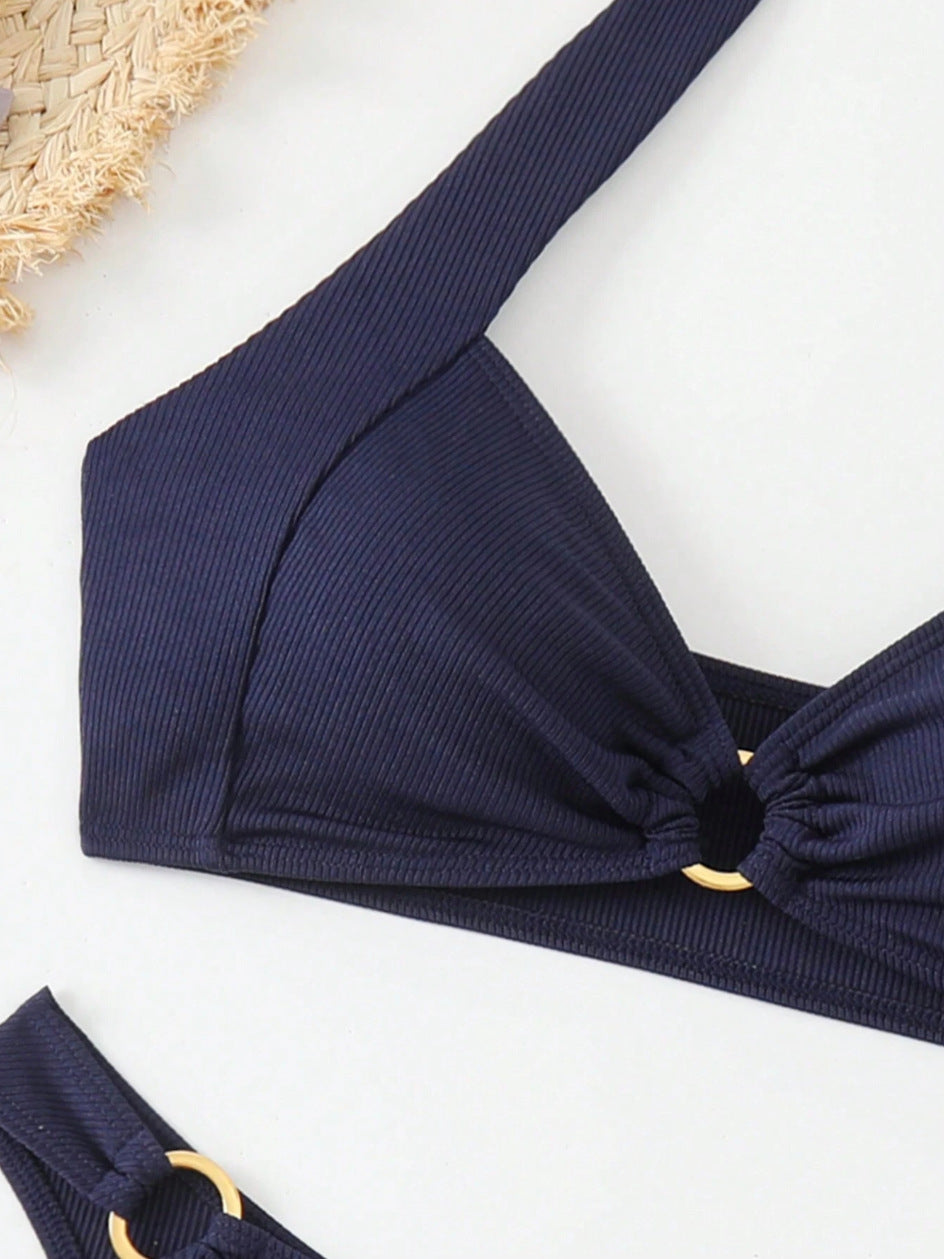 Solid Cut Out Metal Ring Bikini