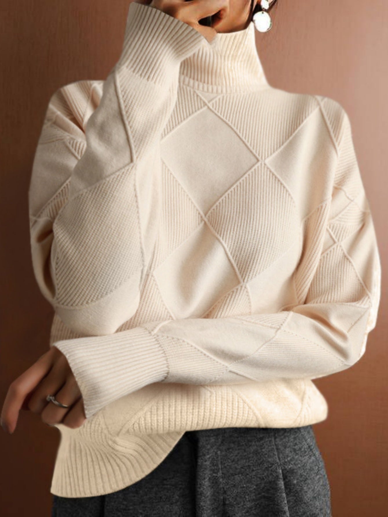 Warm Chunky Knit Turtleneck Pullover