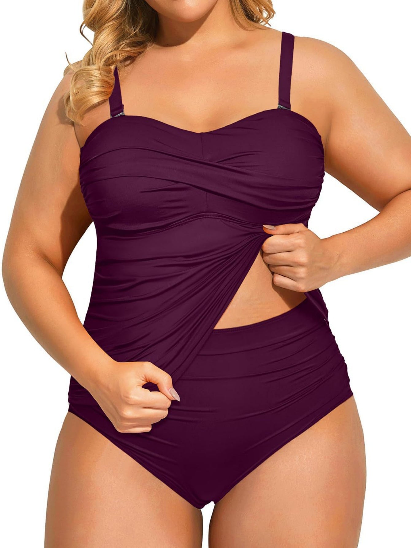 Ruched Tummy Control Tankini Set