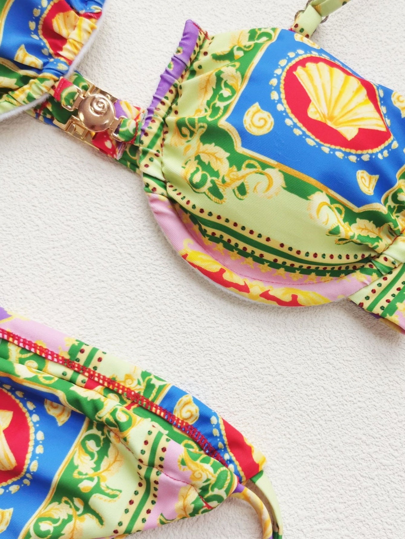 Sexy Floral Print Triangle Bikini Set