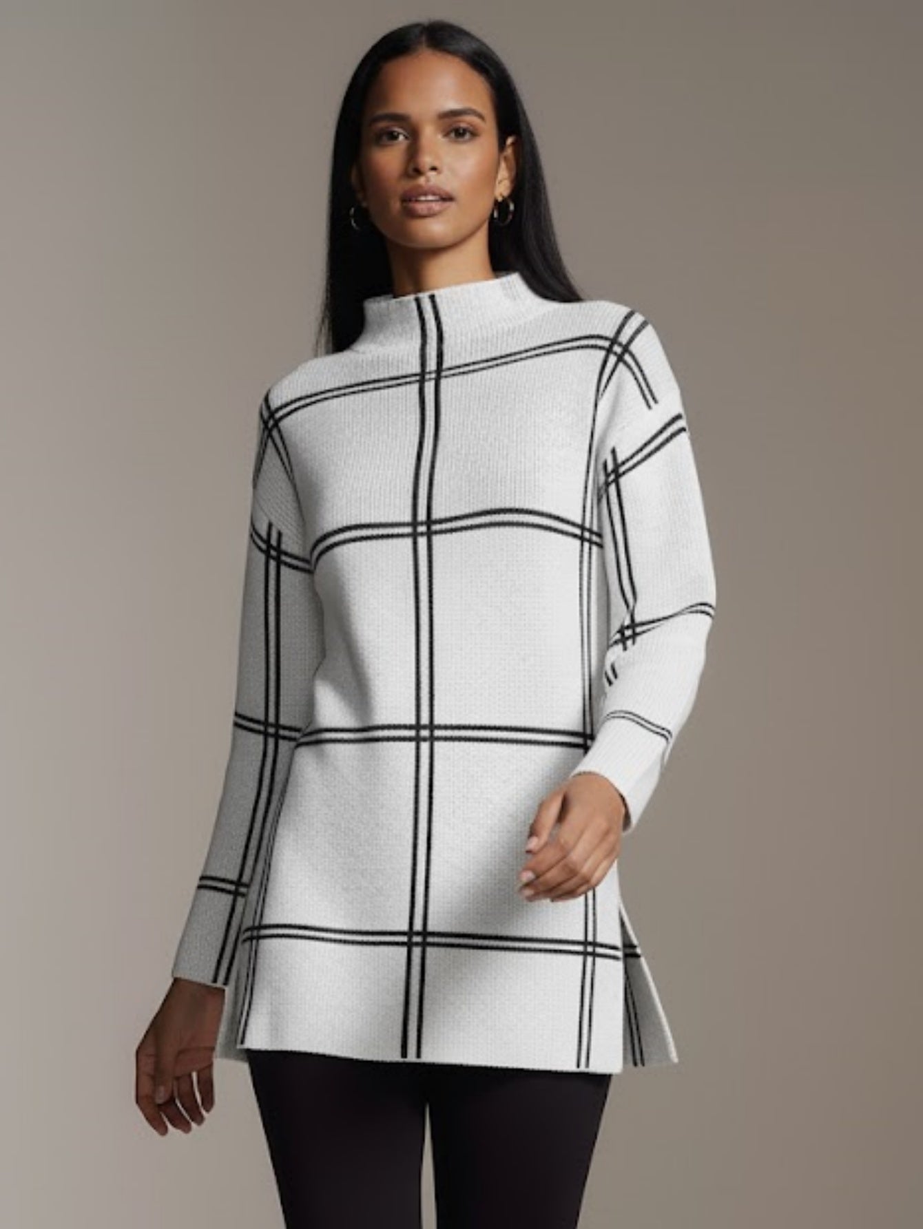 Plaid Colorblock Crewneck Pullover