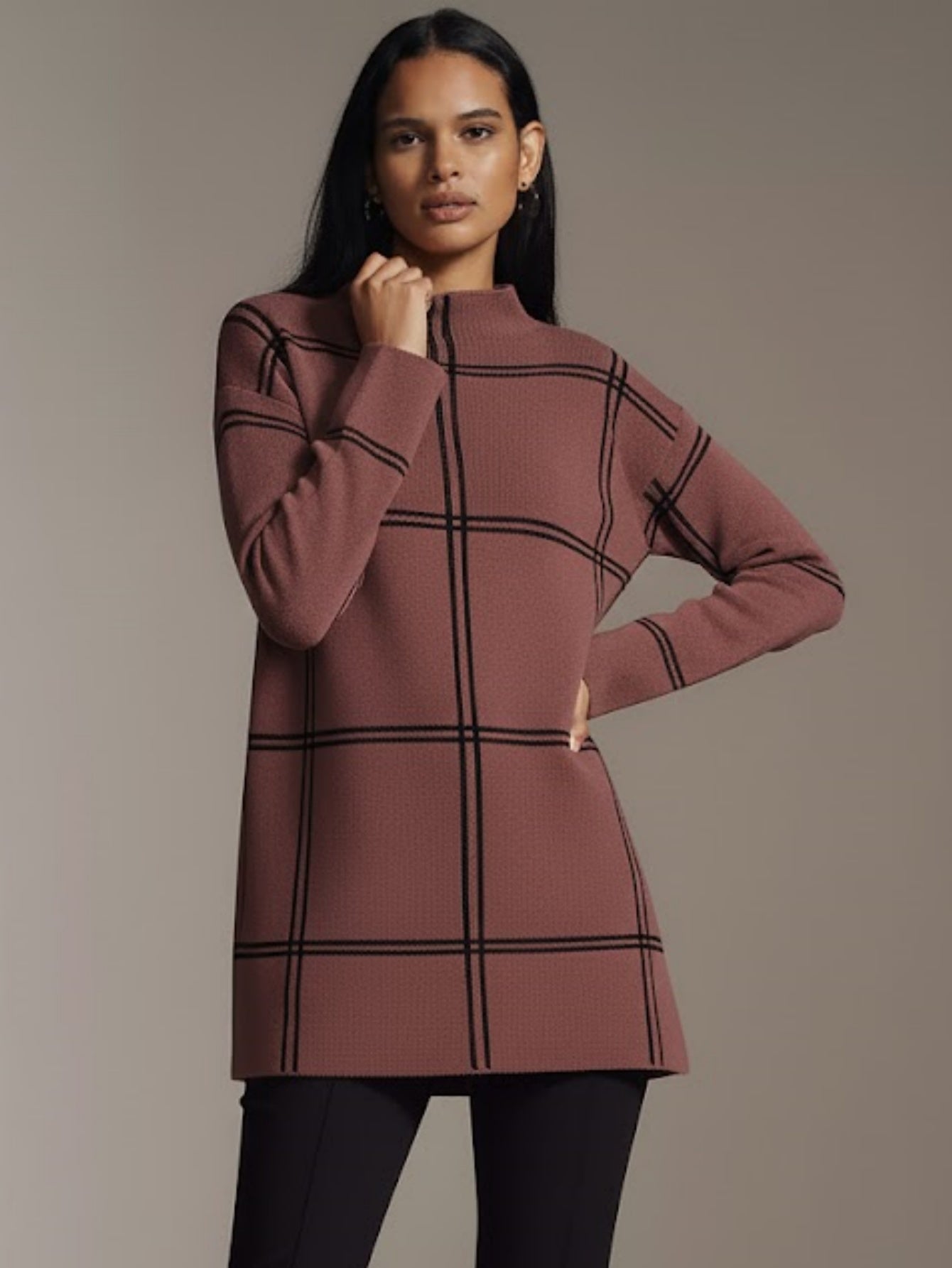 Plaid Colorblock Crewneck Pullover