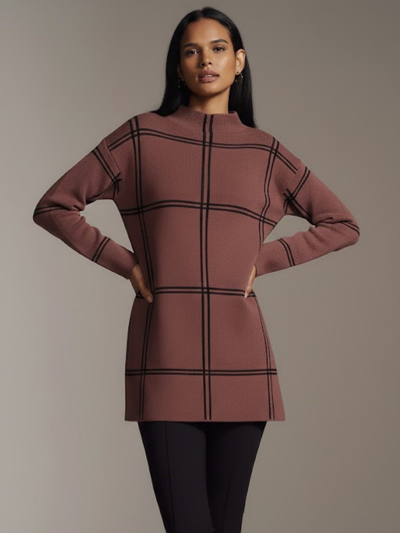 Plaid Colorblock Crewneck Pullover