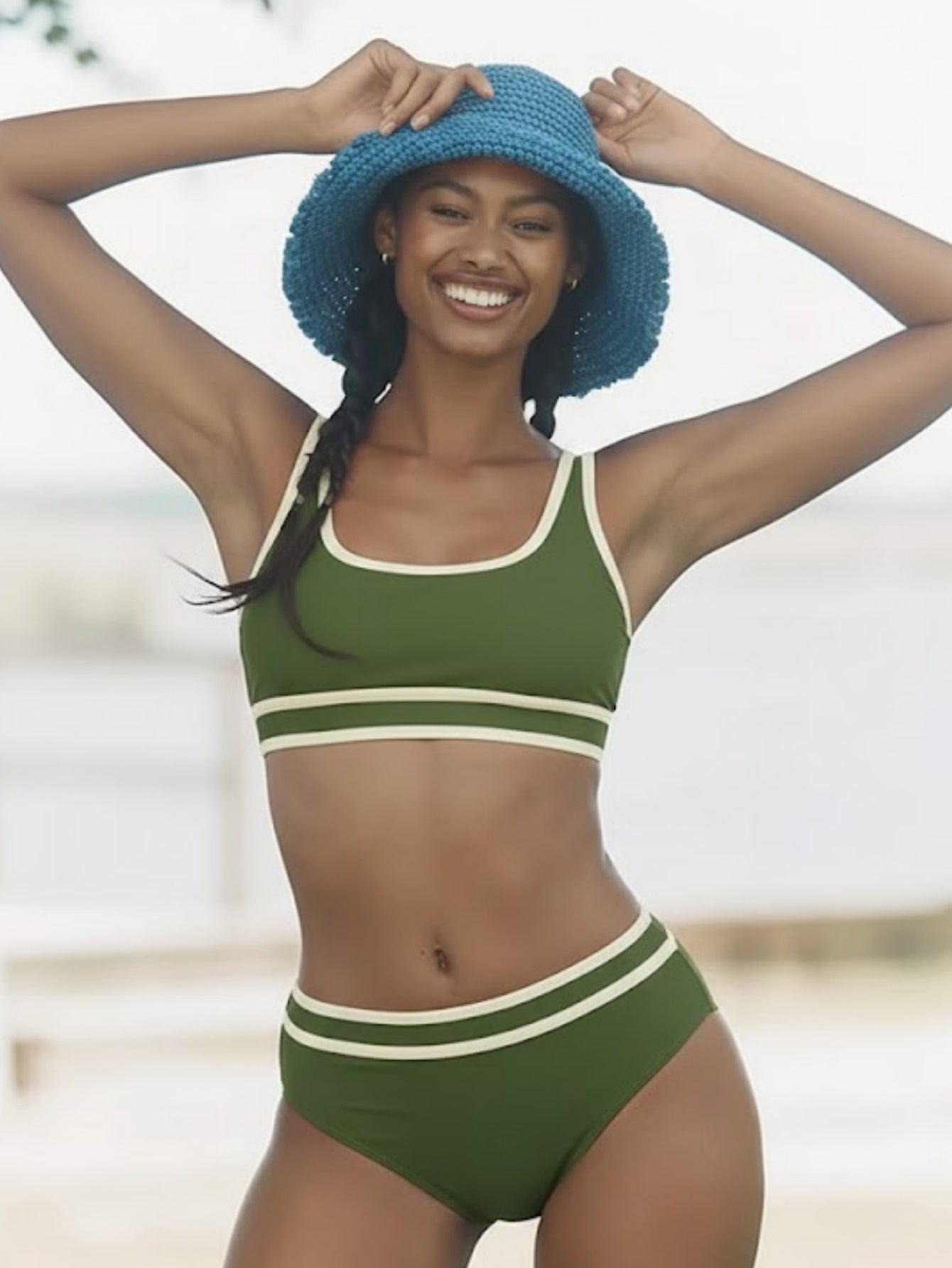 Color-Block High-Waist Bikini Set