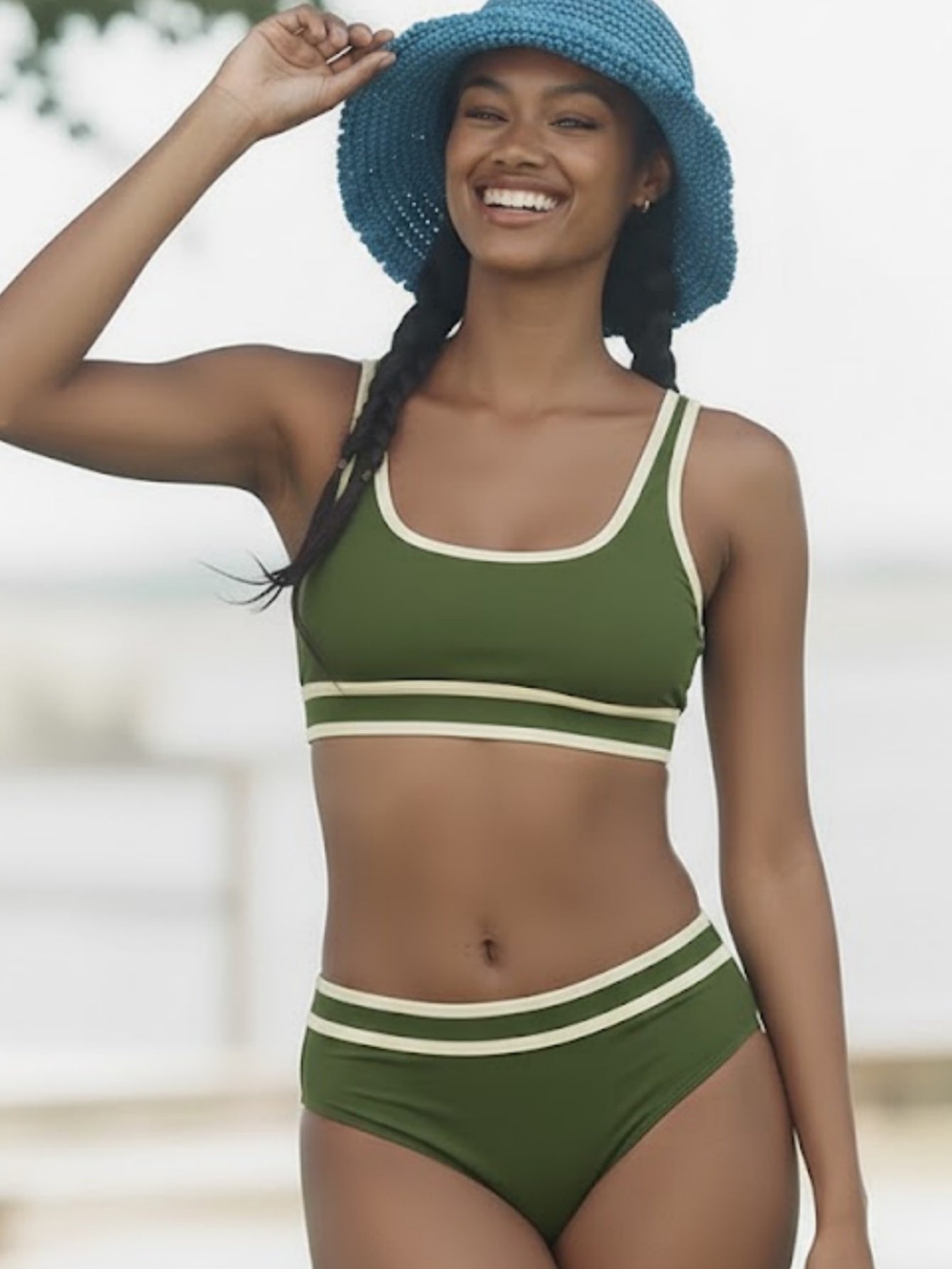 Color-Block High-Waist Bikini Set