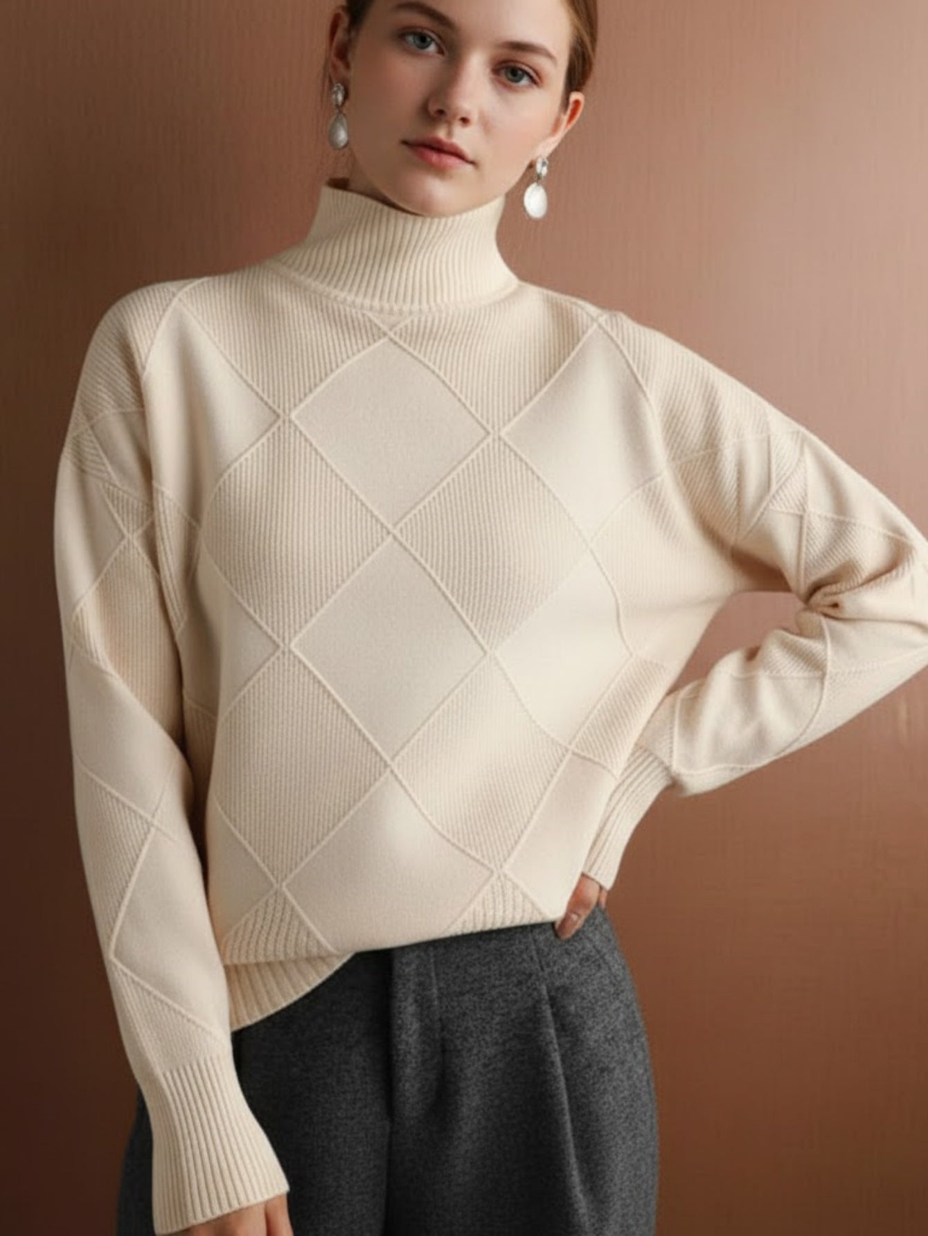Warm Chunky Knit Turtleneck Pullover