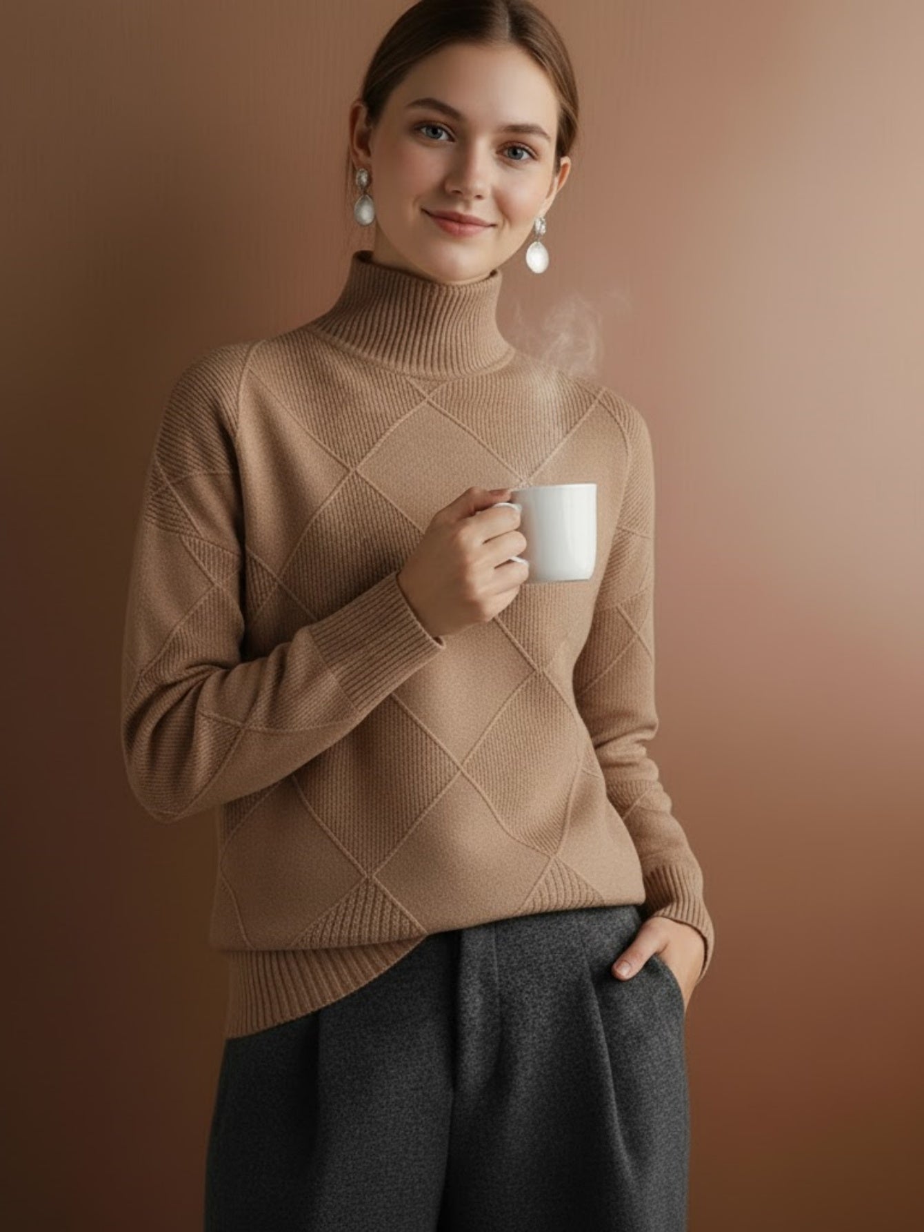 Warm Chunky Knit Turtleneck Pullover