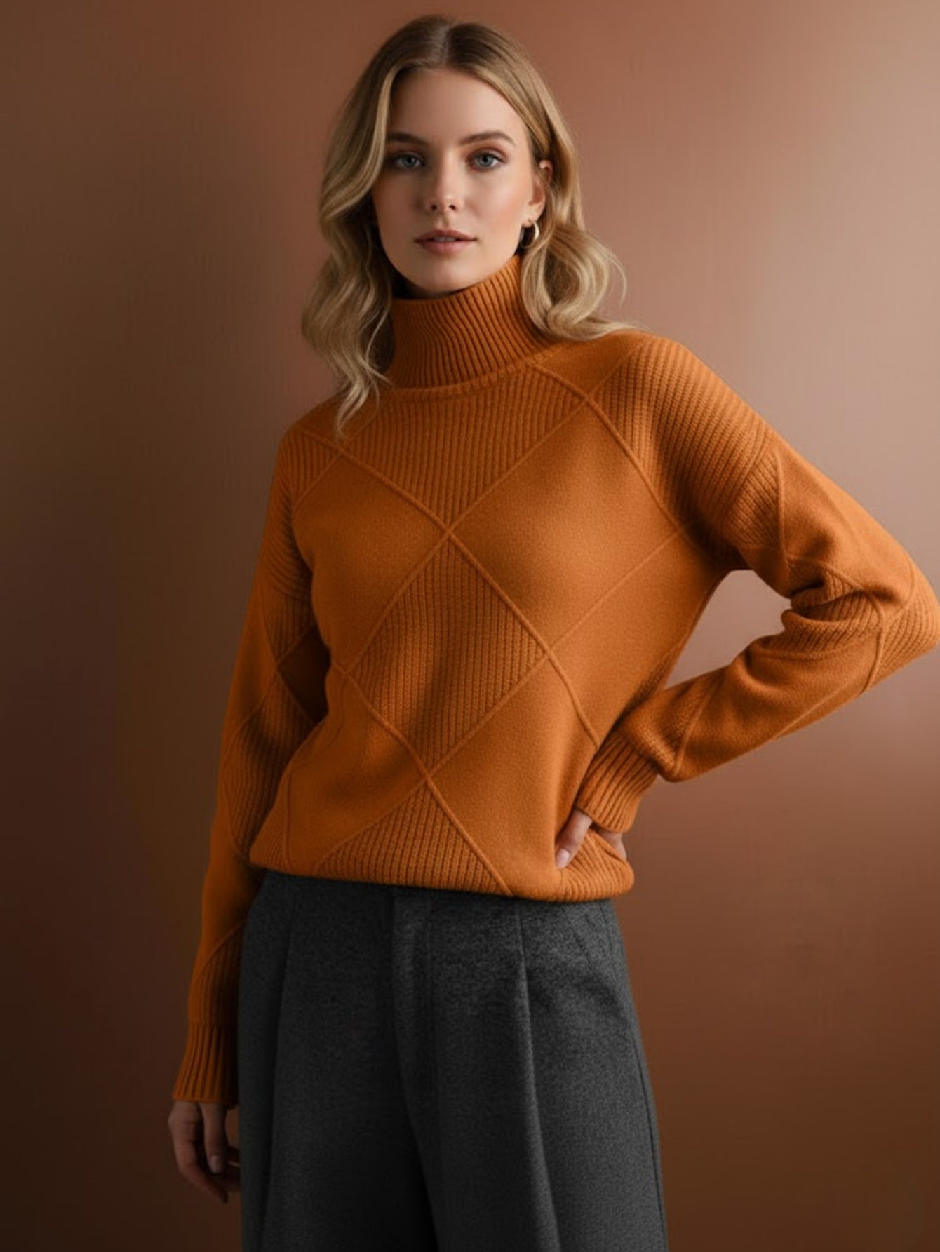 Warm Chunky Knit Turtleneck Pullover