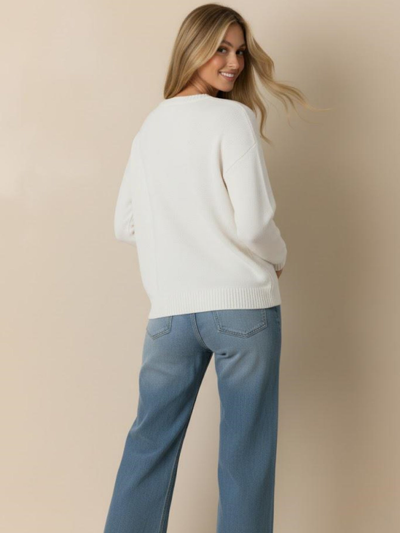 Heart Print Knit Pullover Sweater