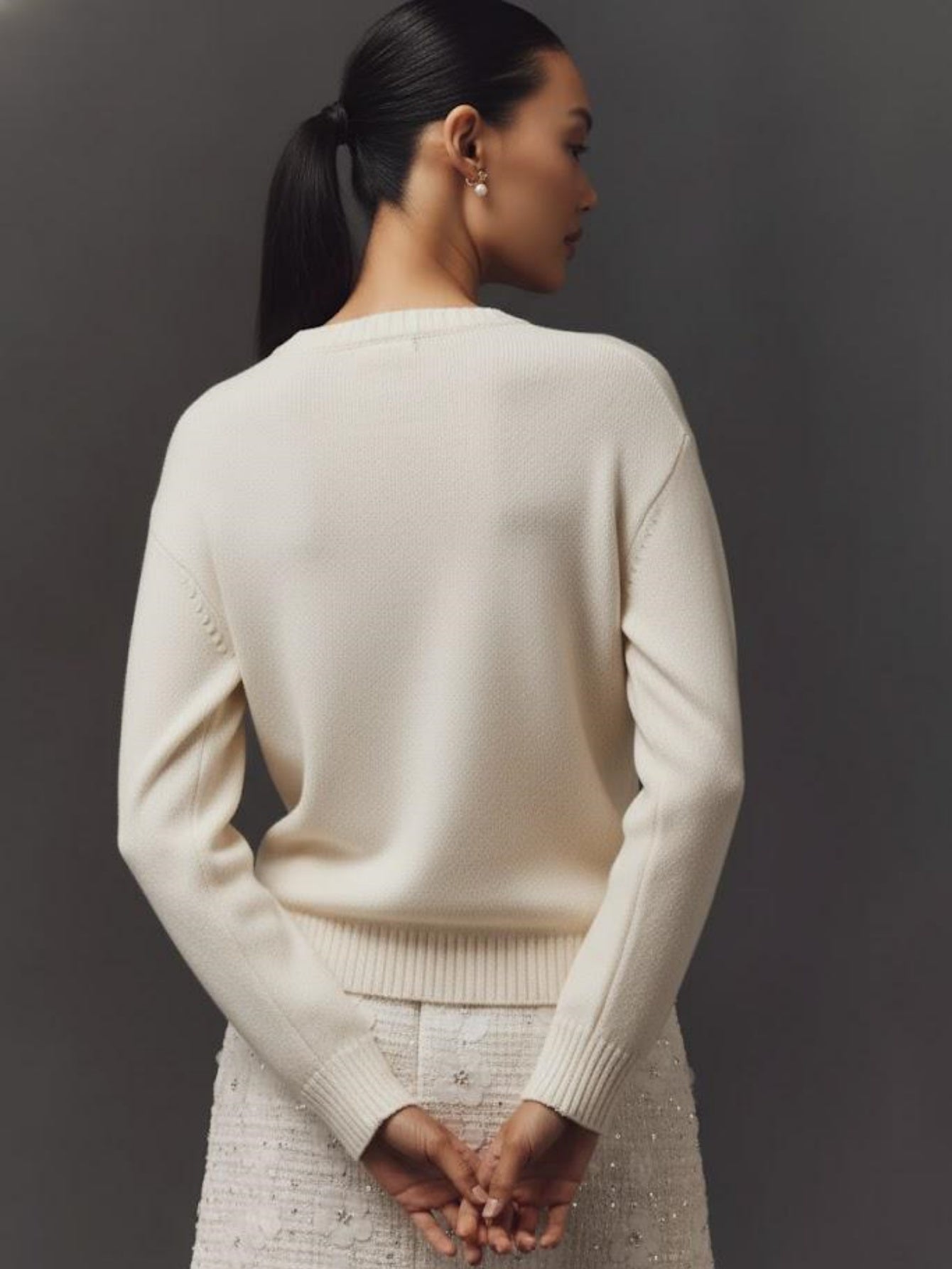 Heart Print Knit Pullover Sweater