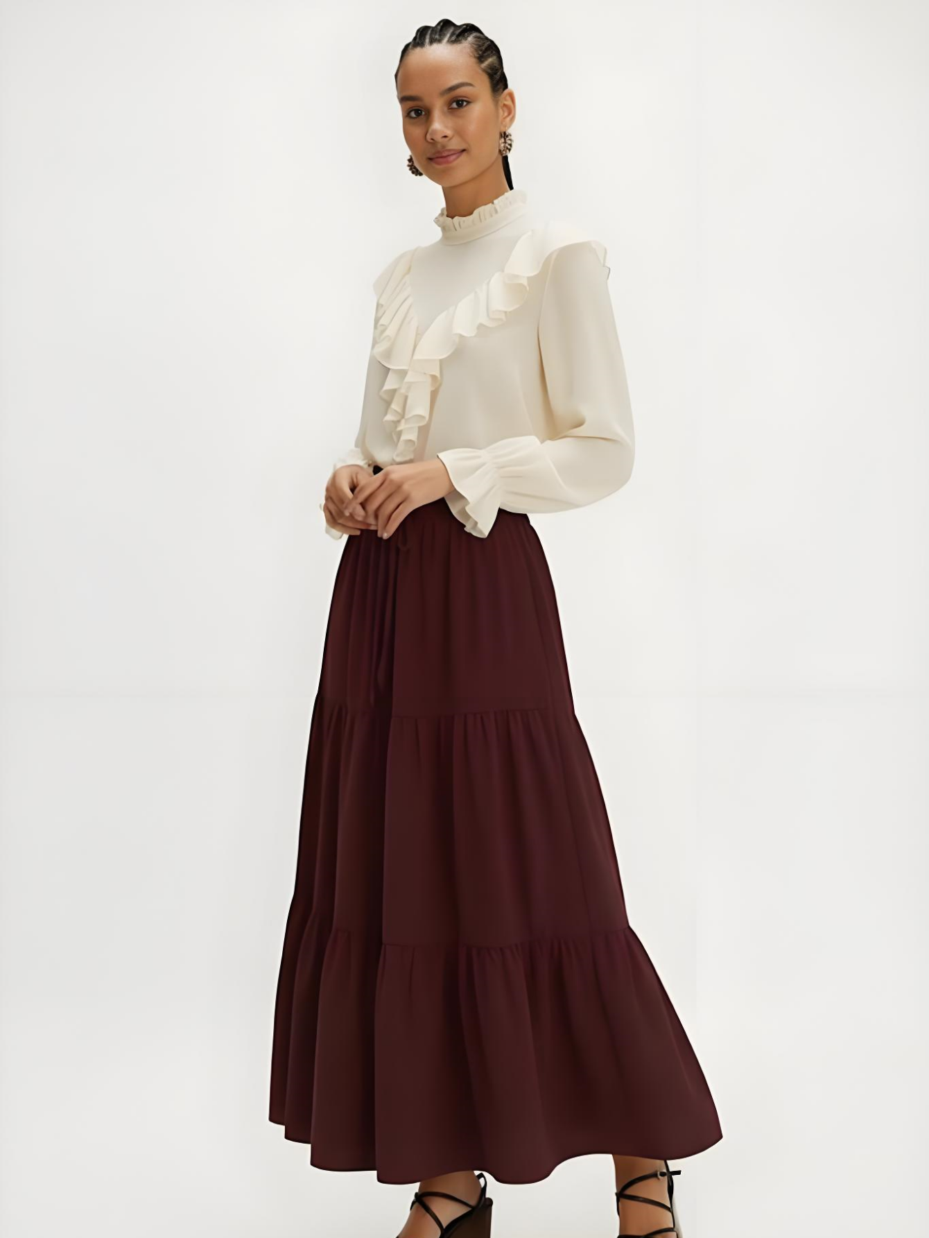 Flowy Tiered Boho Maxi Skirt