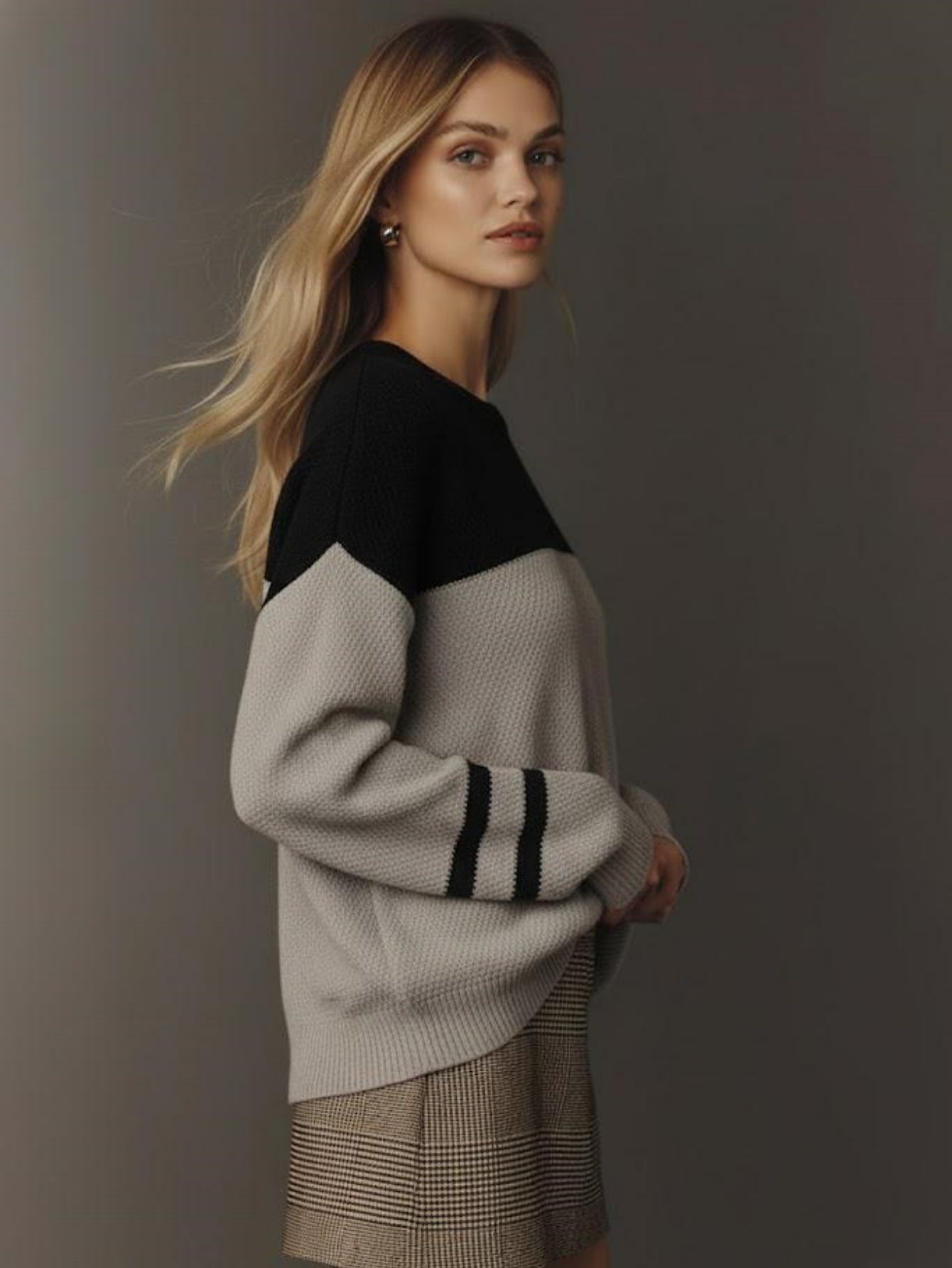 Color Block Drop Shoulder Pullover