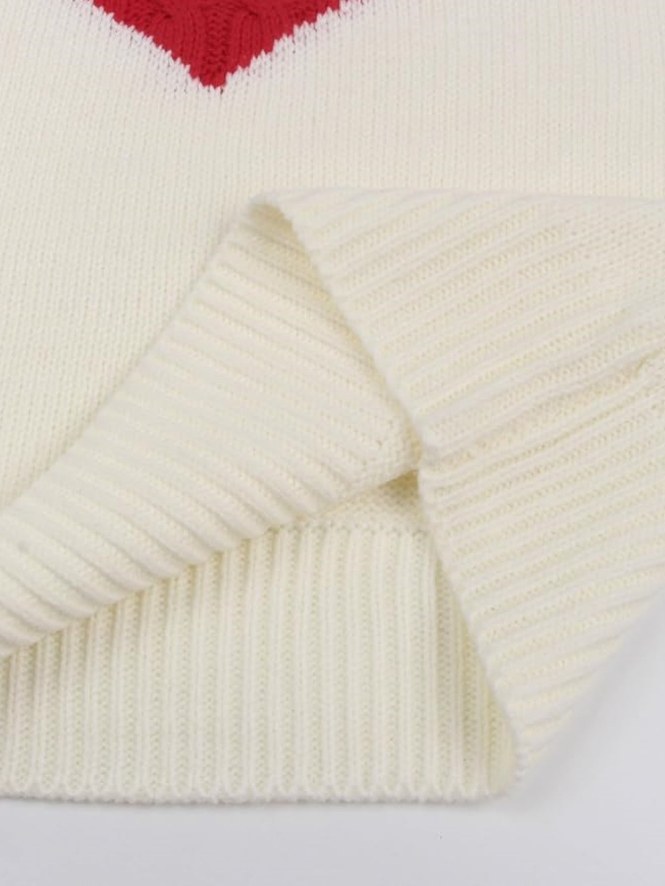 Heart Print Knit Pullover Sweater