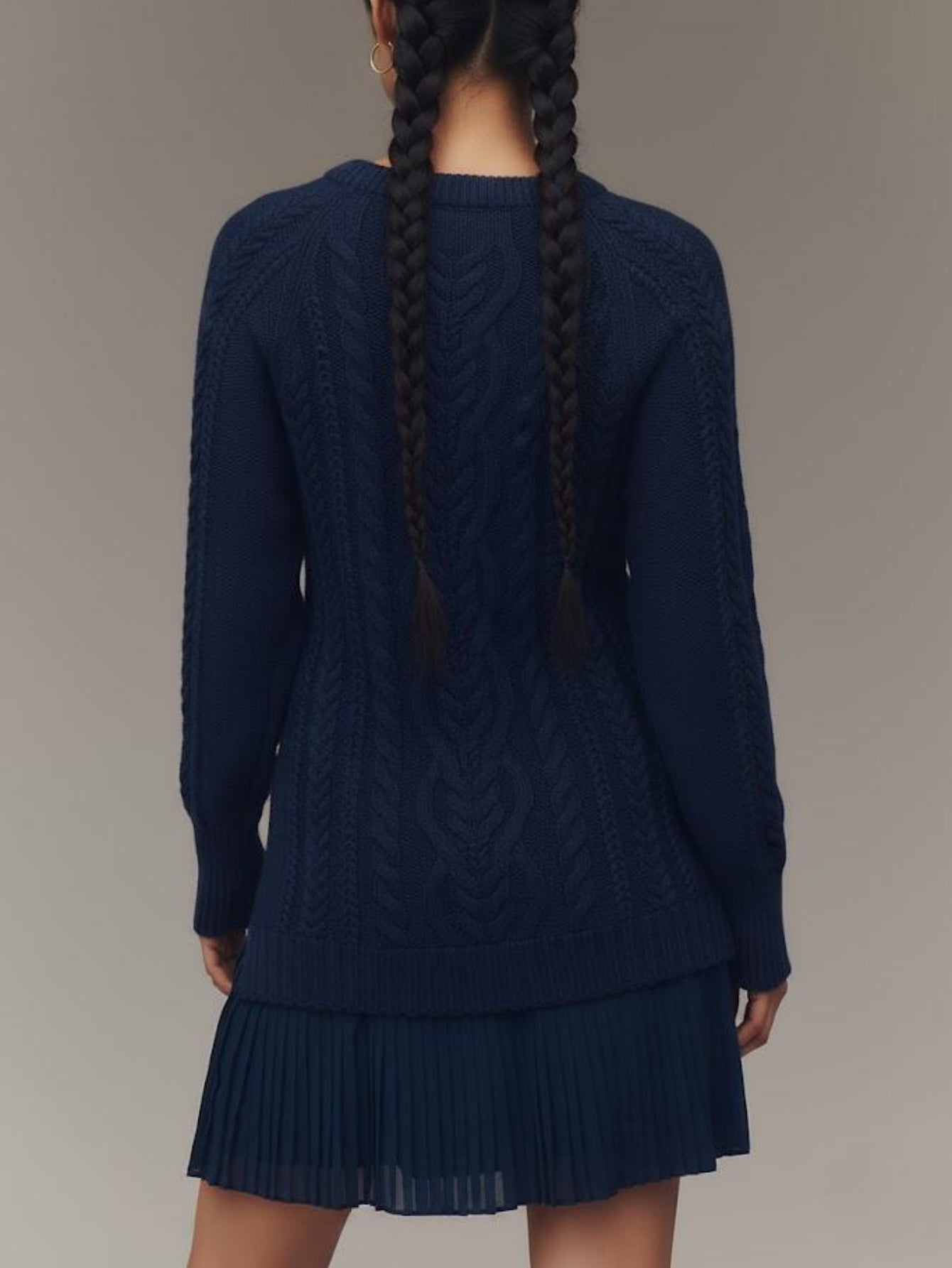 Cable Knit Pleated Mini Dress