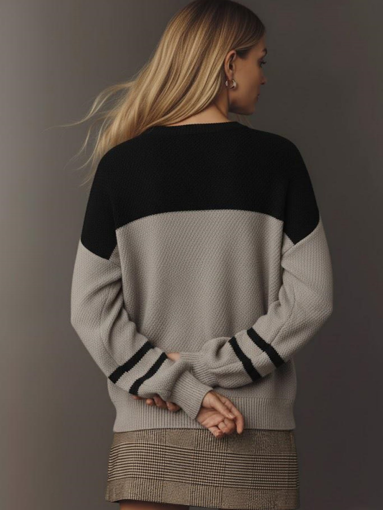 Color Block Drop Shoulder Pullover